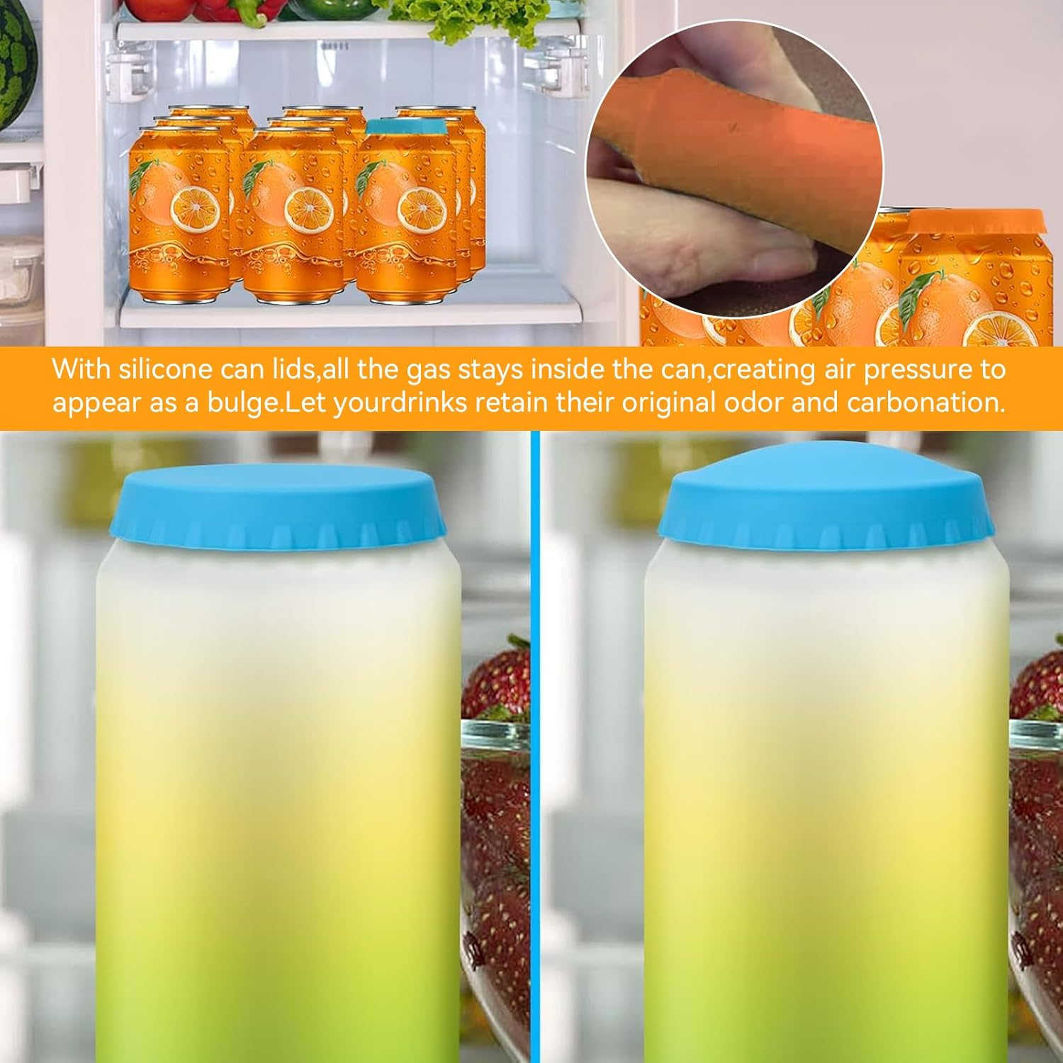 12 PCS Silicone Beverage Can Lids, 6 Colors Reusable Can Covers, Leak-Proof & Dust-Resistant Can Covers, Keep Carbonation Freshness Fizz - Assorted, Soda Pop Top Can Lids for Beer Soda Beverages (12) image number 6