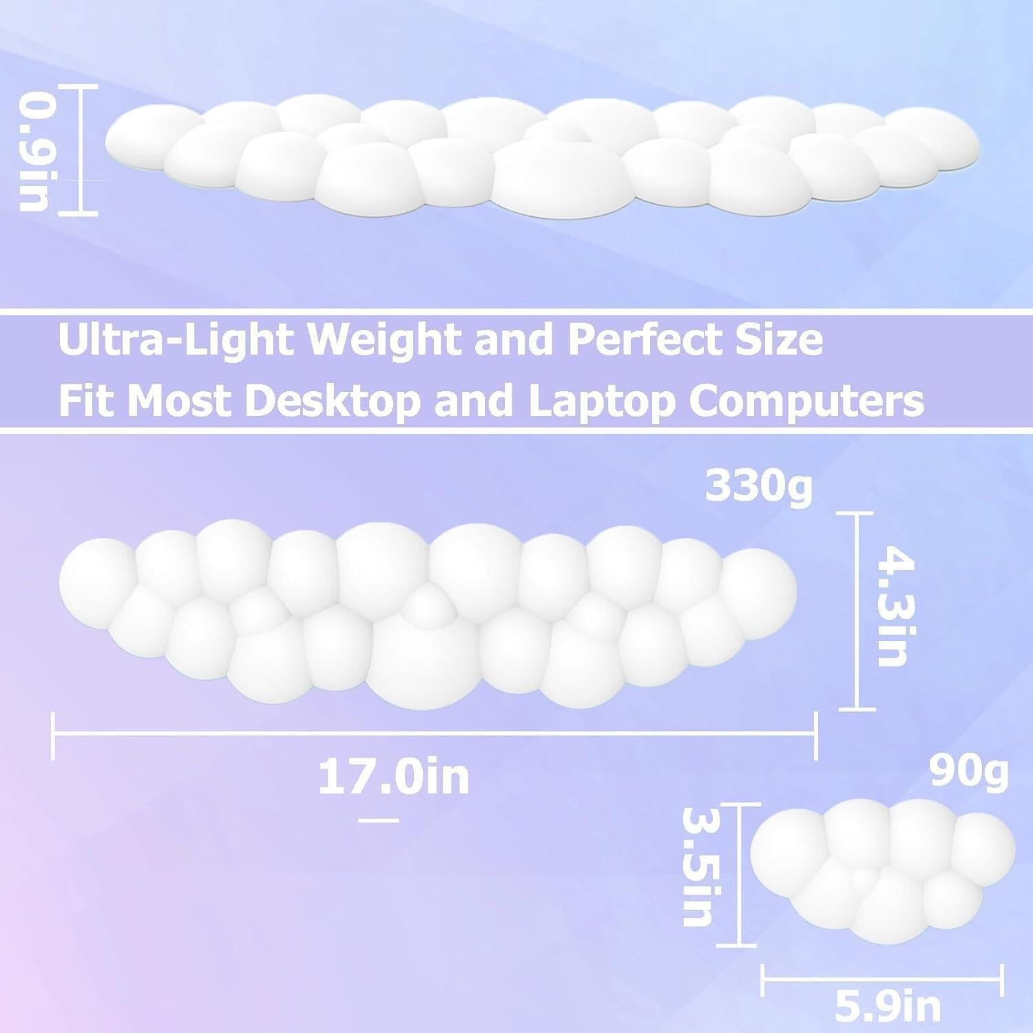 Keyboard Cloud Wrist Rest - Memory Foam Cloud Mouse Pad Wrist Rest,Soft Cute Wrist Rest Pad,Ergonomic Nonslip Comfortable Cushion Set,Keyboard Rest Typing Pain Relief,For Home Office image number 4