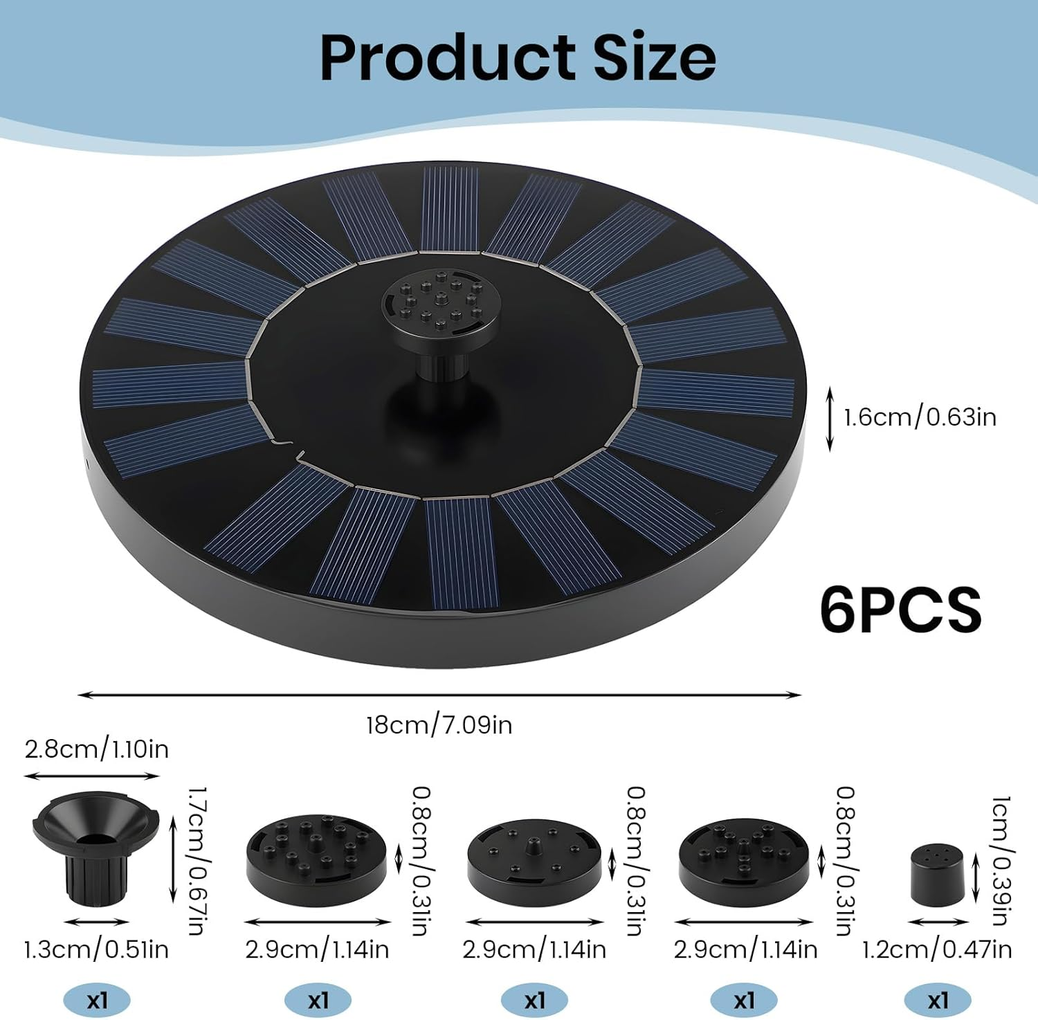 Solar Bird Bath Fountain, 2.4W Solar Powered Fountain Pump with 4 Nozzles, Submersible Pump for Outdoor Pond, Garden Pool, Fish Tank, Backyard Feature, Patio Decor, Lawn Accent image number 3