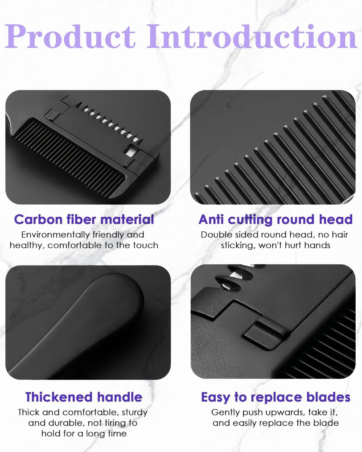 KGDUYC Pack of 2 Hairdressing Comb Thinning Scissors, Comb Thinning Hair Cutting Tools, Double Sided Haircut Trimmer, Hair Adults Children Hairdresser Home image number 3