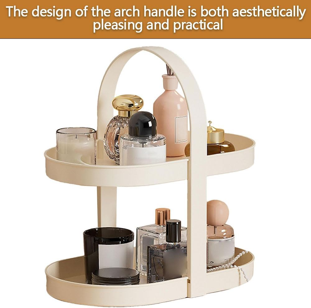 2-Tier Makeup Organizer for Vanity, Portable Cosmetic Storage Shelf for Skincare, Perfume, Lipsticks, Countertop Display Holder for Dresser or Office Deska image number 3