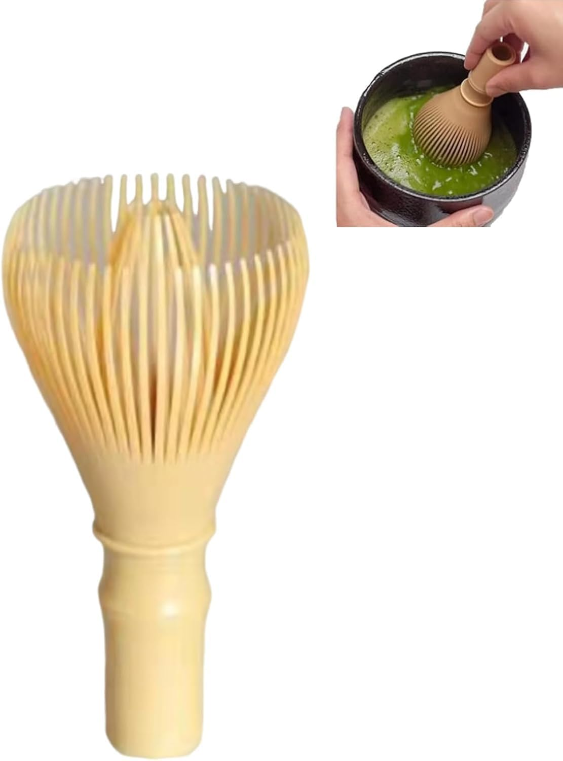 WADY Matcha Whisk, Momochi Matcha Whisk, Reusable PP Resin Matcha Whisk, Never Mould Resin Matcha Whisk Resin Matcha Whisk Traditional Japanese Chasen Matcha Stirre (Yellow)
