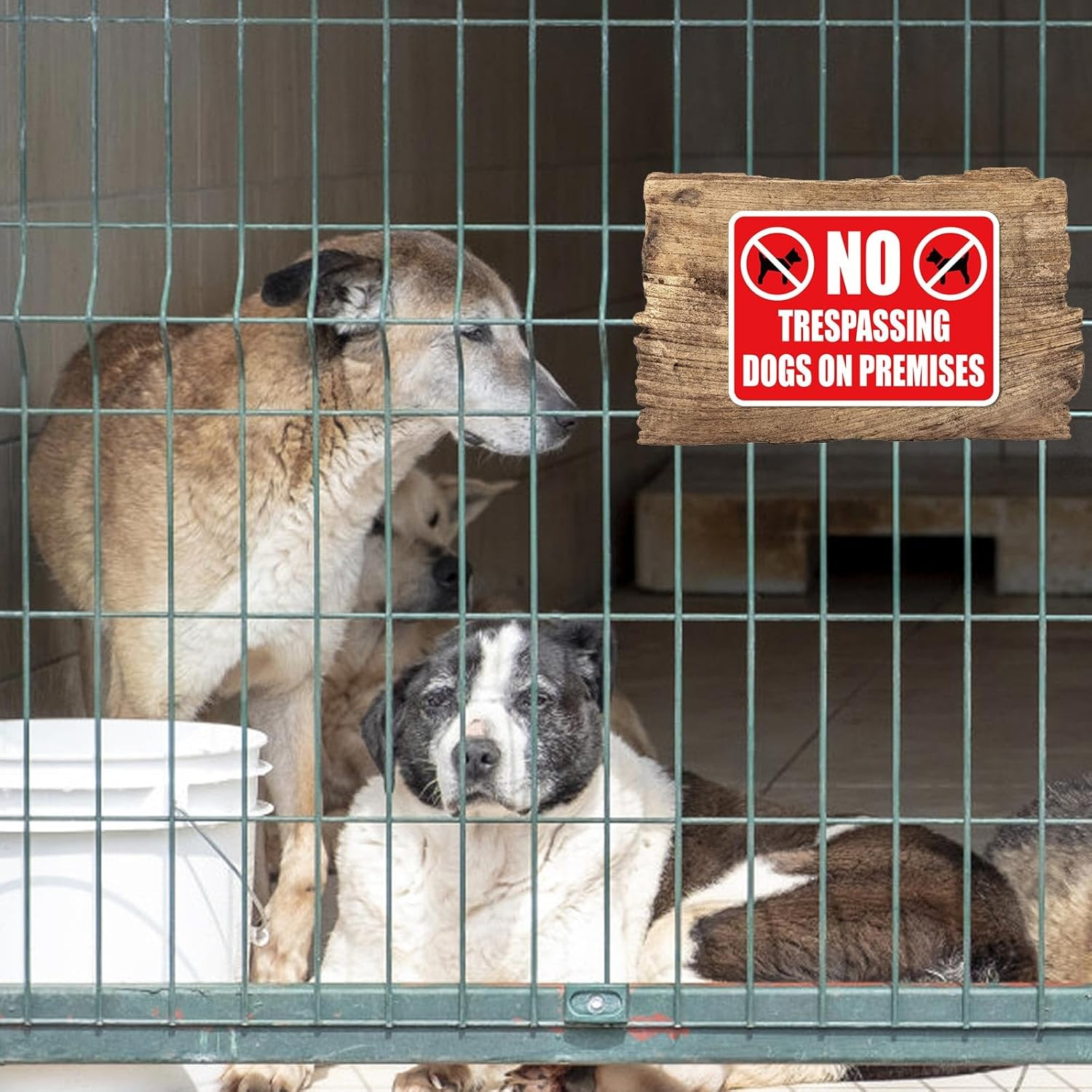 6Pcs Forbidden Access for Dogs on the Terrain Sign, 18X13Cm Dogs on the Terrain Sticker Waterproof Beware of Dogs Sign Prohibited Access for Dogs Sign for Home Garden Door Garden image number 2