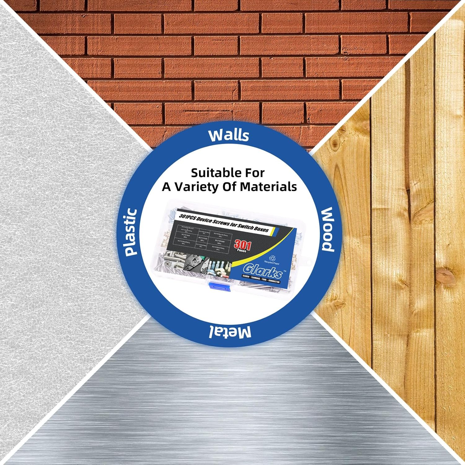 Glarks 301Pcs M3.2 X 15/25/40Mm Device Screws, 200Pcs 3 Colors Slotted Head Screws and 100Pcs Cross-Head Screw, Flat Head Phillips Machine Screw, Countersunk Screws with 1Pcs PH2 Bit image number 1