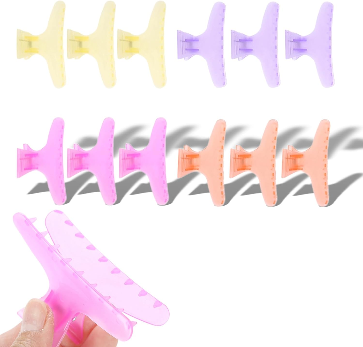 12 Pcs/Set Butterfly Holding Hair Clip, Salon Hair Clip, Hair Section Claw Clips, Hairdressing Tool (Crystal Hair Clip) image number 5