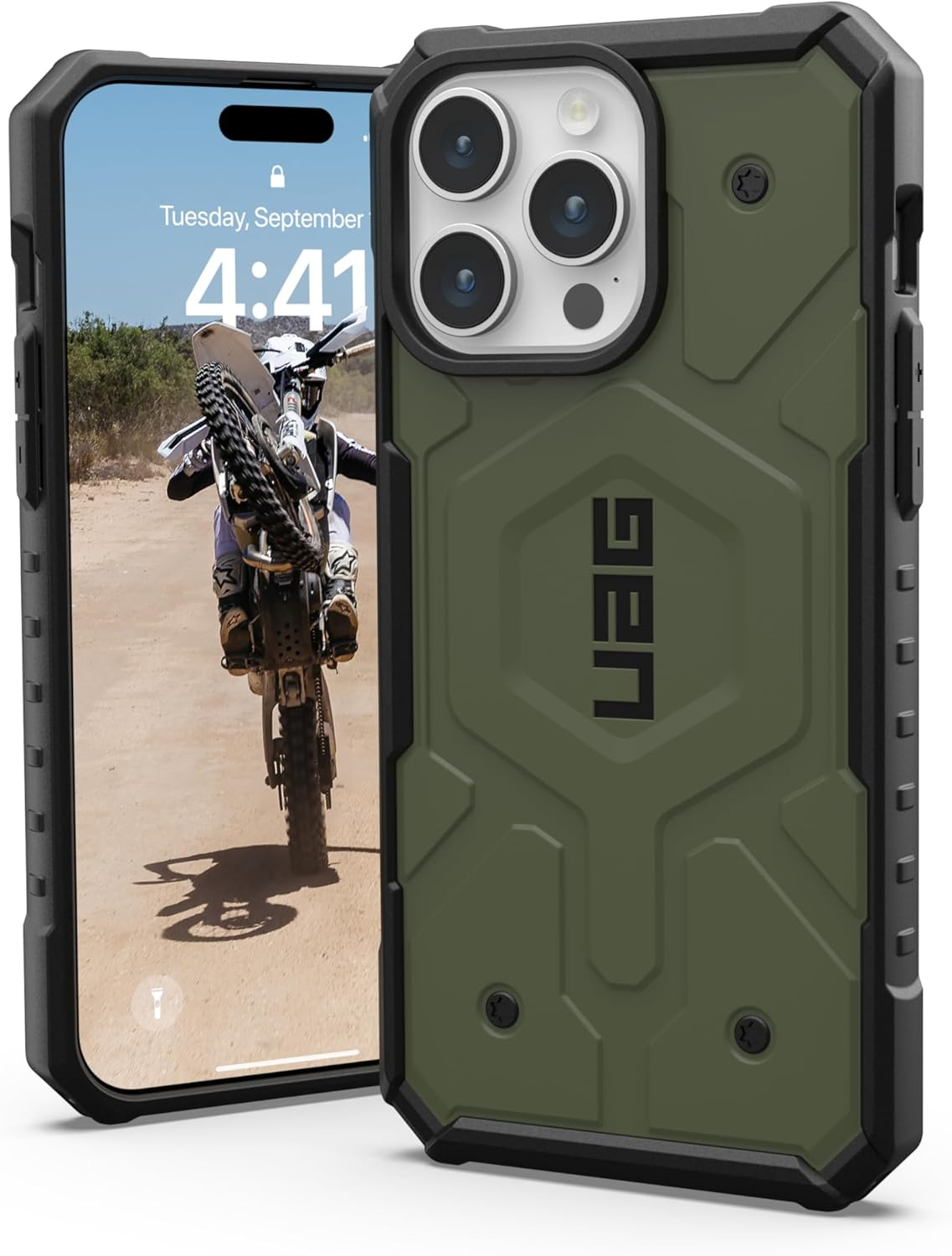 UAG Pathfinder Clear Case with Magsafe for Iphone 15 Pro Max, Olive Drab image number 1