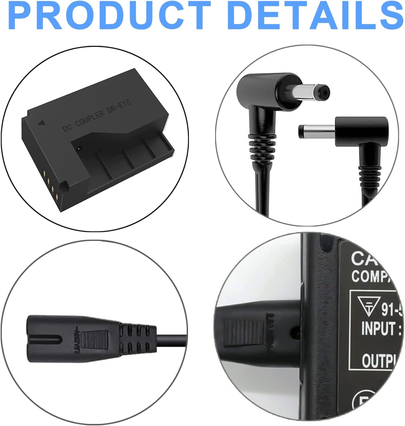 KWTOUL ACK-E15 AC Power Adapter DR-E15 DC Coupler Dummy Battery Kit Compatible with Canon EOS Rebel SL1, 100D EOS Kiss X7 DSLR Powershot SX70 HS Camera image number 5