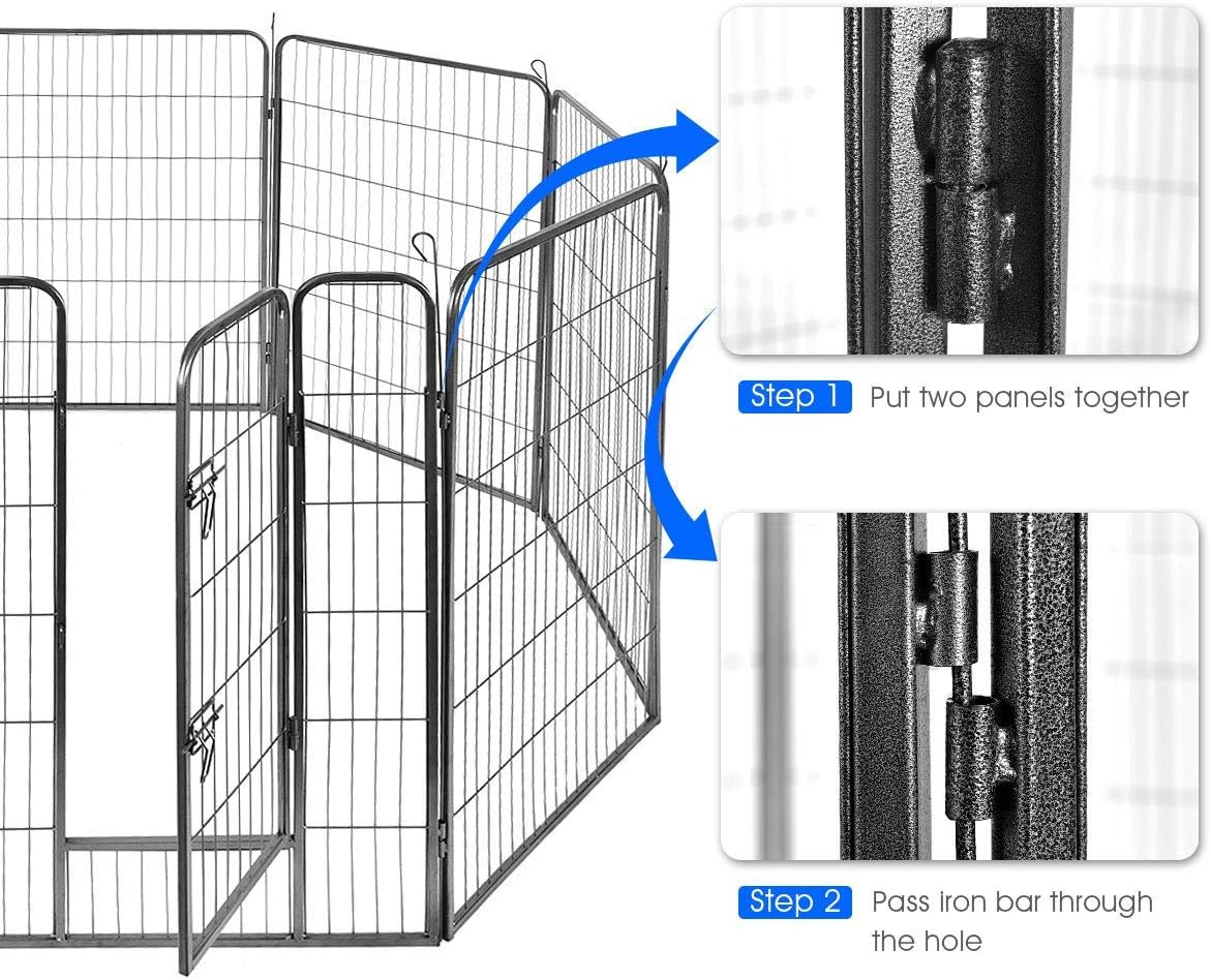 Giantex 40 Inch Dog Fence with Door, 16/8 Panels Dog Playpen for outside Large Dogs, Portable Pet Playpen Fencing Enclosures, Heavy Duty Metal Camping Fences for the Yard (8 Panels, 40 Inch) image number 4