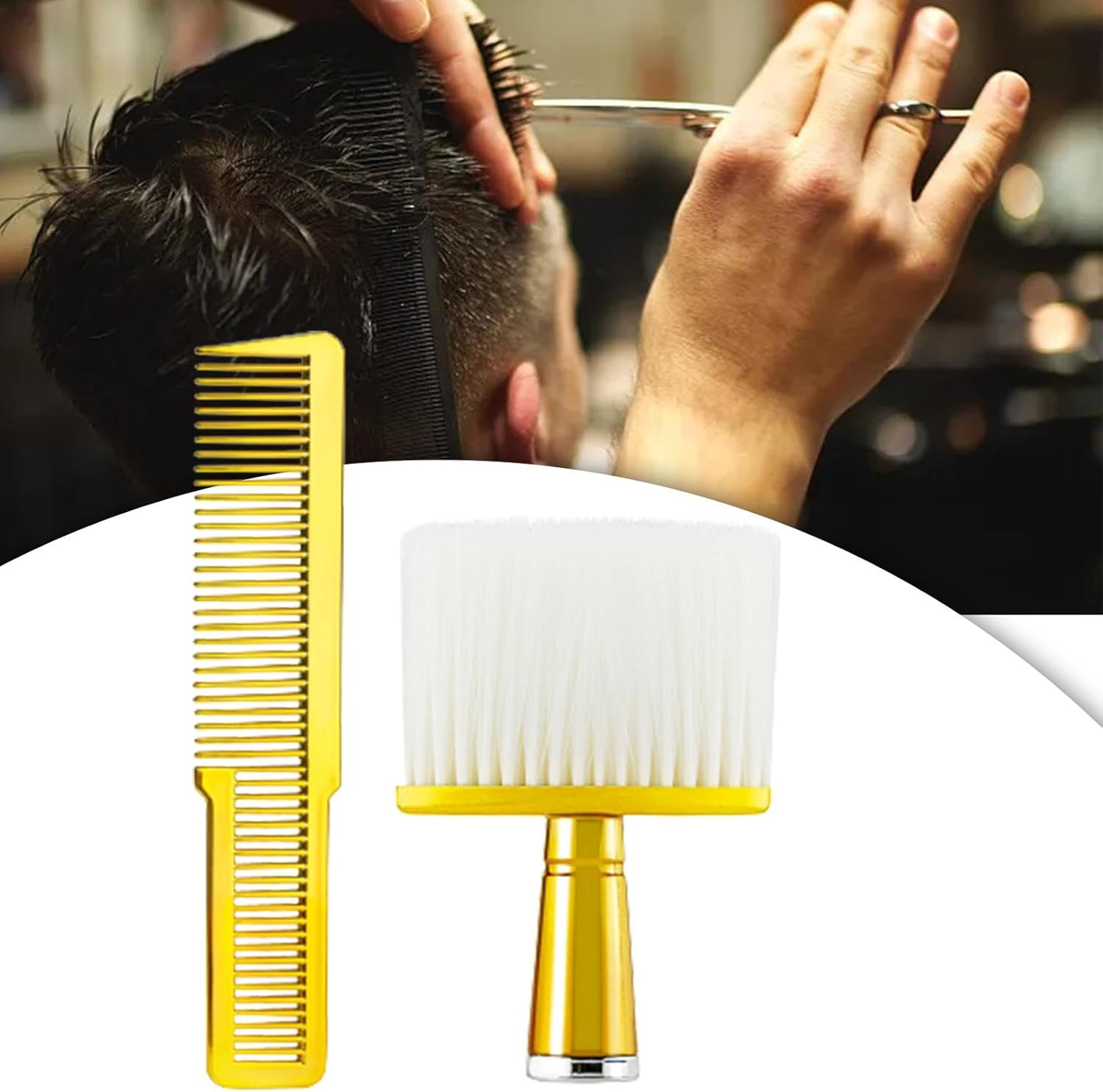 Eigell Barber Clipper Comb, Flat Top Comb, Neck Duster, Hair Cleaning Dusting Brush Hair Cutting Comb and Brush Set Styling Comb for Stylists, Haircut
