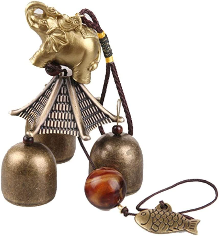 Hooshing Elephant Wind Chimes Metal Bronze Bells Feng Shui Wind Chimes for Lucky Outdoor Garden Patio Hanging Decor Gift