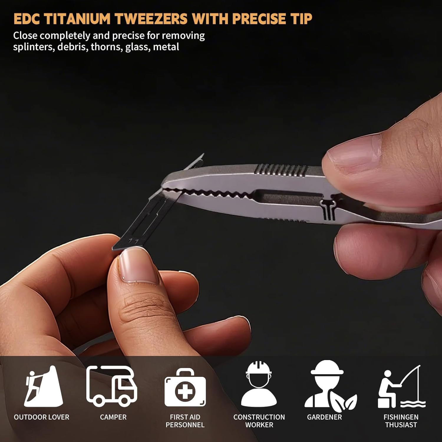 Fortedgear Titanium Precision Tweezers - High-Accuracy, Anti-Slip Design, Multi-Purpose EDC Tool for Outdoor, Camping, Repair, Gardening, and More image number 1