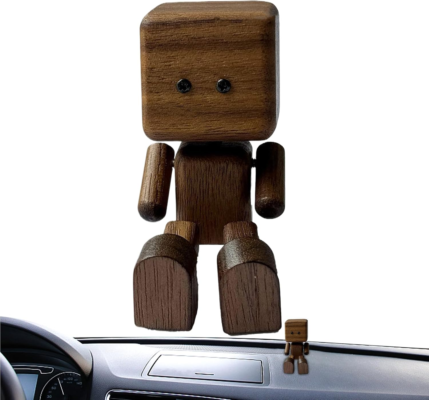 Shaking Wooden Man, Cute Shaking Feet Wooden Man Doll Figurine, Automotive Interior Decorations Display Ornaments for Long Driving Shelf Road Trip Home Desk Tabletop