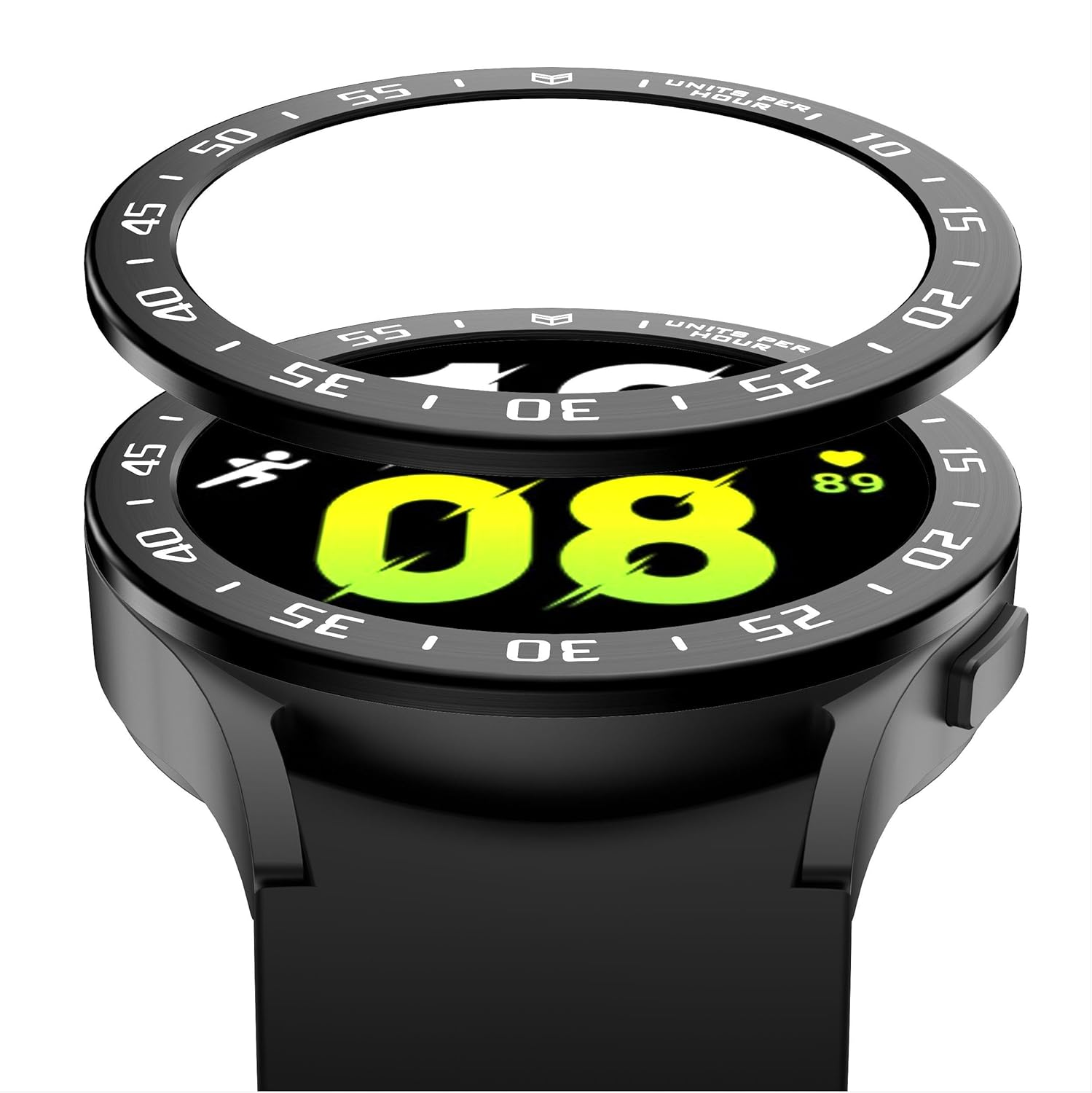 GIOPUEY Protective Ring Compatible with Samsung Galaxy Watch 5 44 Mm, Bezel Ring Bezel Styling Bezel Protective Case, Protective Ring Made of Aluminium Alloy Metal - A-Black image number 5