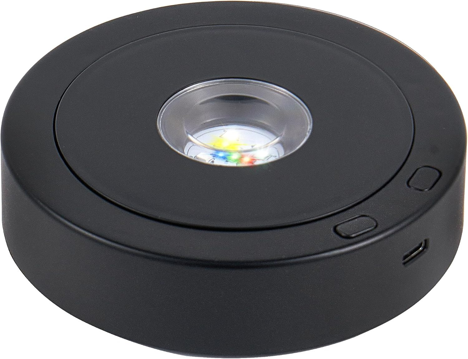 Rotating LED Display Base Colorful Light Crystal Display Base Stand,Suitable for Glass Crystal Spherical Artwork,Holiday Party Decoration. (Silver)