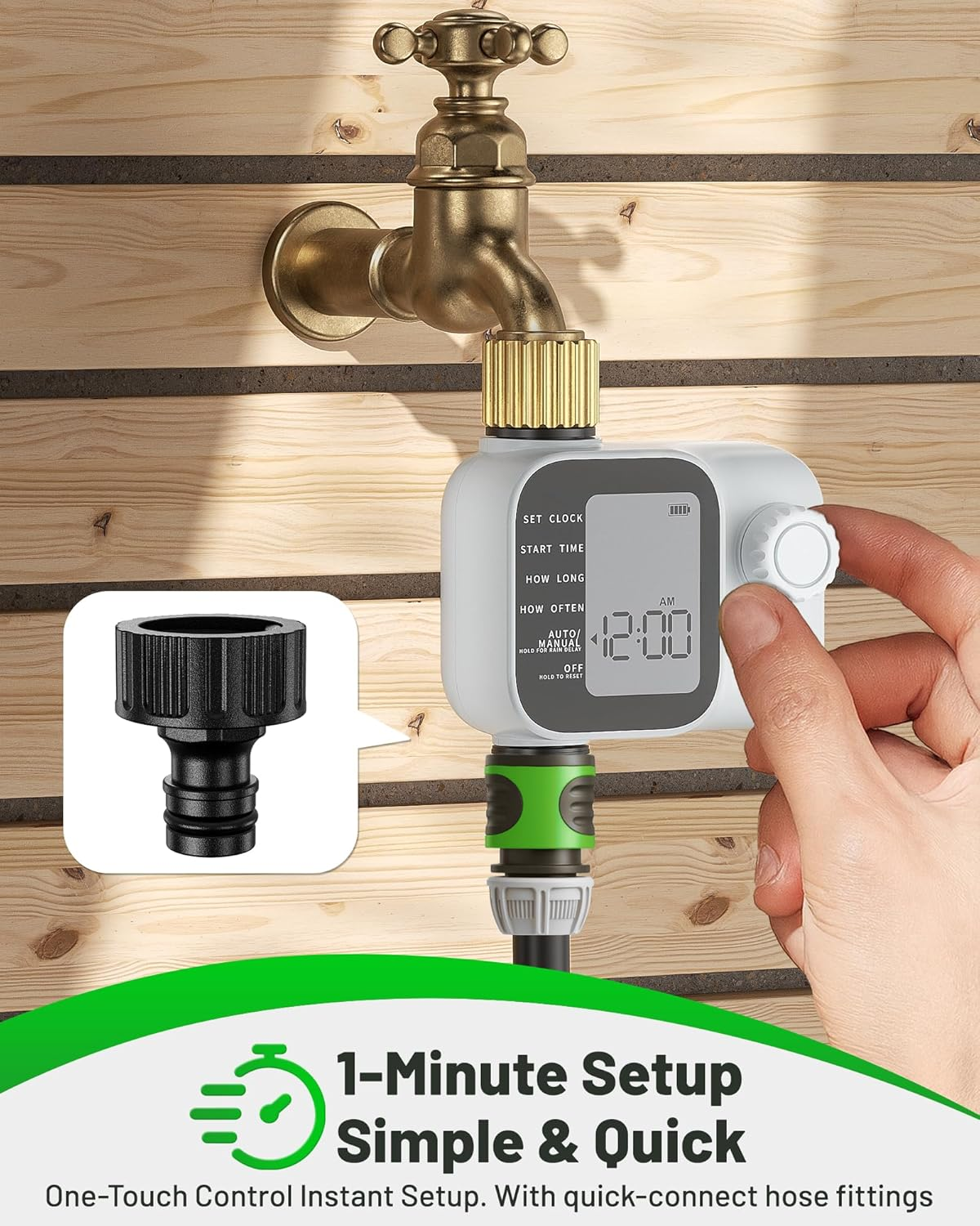 Water Timer, Sprinkler Timer with Industrial Brass Inlet, Easy to Set Up, Automatic/Manual/Delay Mode for Watering Hose, Programmable Garden Tap Irrigation System image number 6