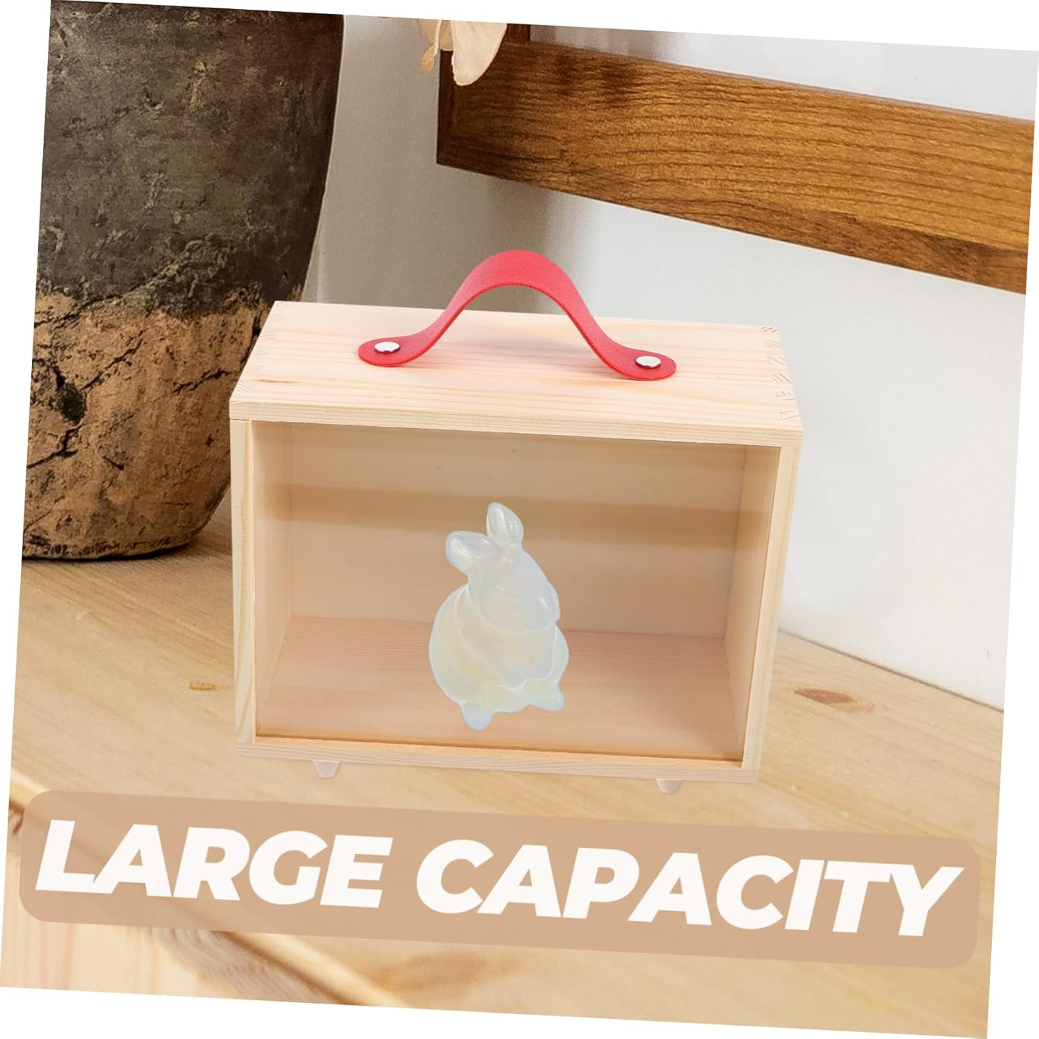 MUSISALY Wooden Storage Box Container with Transparent Lid Reusable Decorative Box for Home Office Smooth Edges Space-Saving Design for Organizing Supplies