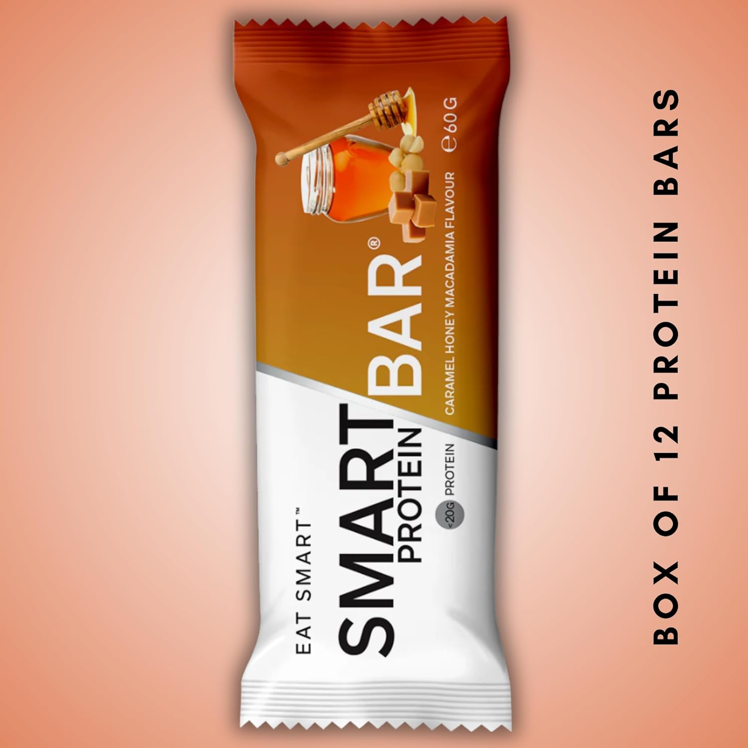 Smart Bars Protein Bar - Caramel Honey Macadamia, 12 X 60 G | 19.1 G High Protein Snack, Keto Friendly, Nutritional, Low-Carb, Low Sugar image number 2