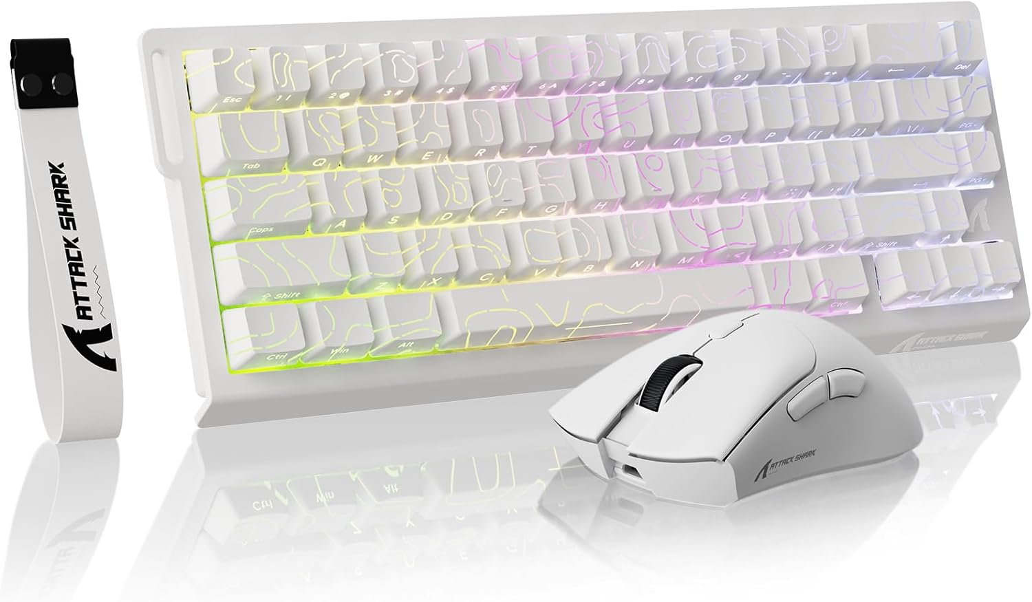 Attack Shark X68 HE Gaming Keyboard & R1 Mouse Combo,8Khz Magnetic Switch Keyboard, 16.8M RGB, Custom Actuation, 55G Ultra-Light Mouse with 18,000 DPI & Tri-Mode Connectivity for Esport Gamer-White image number 6