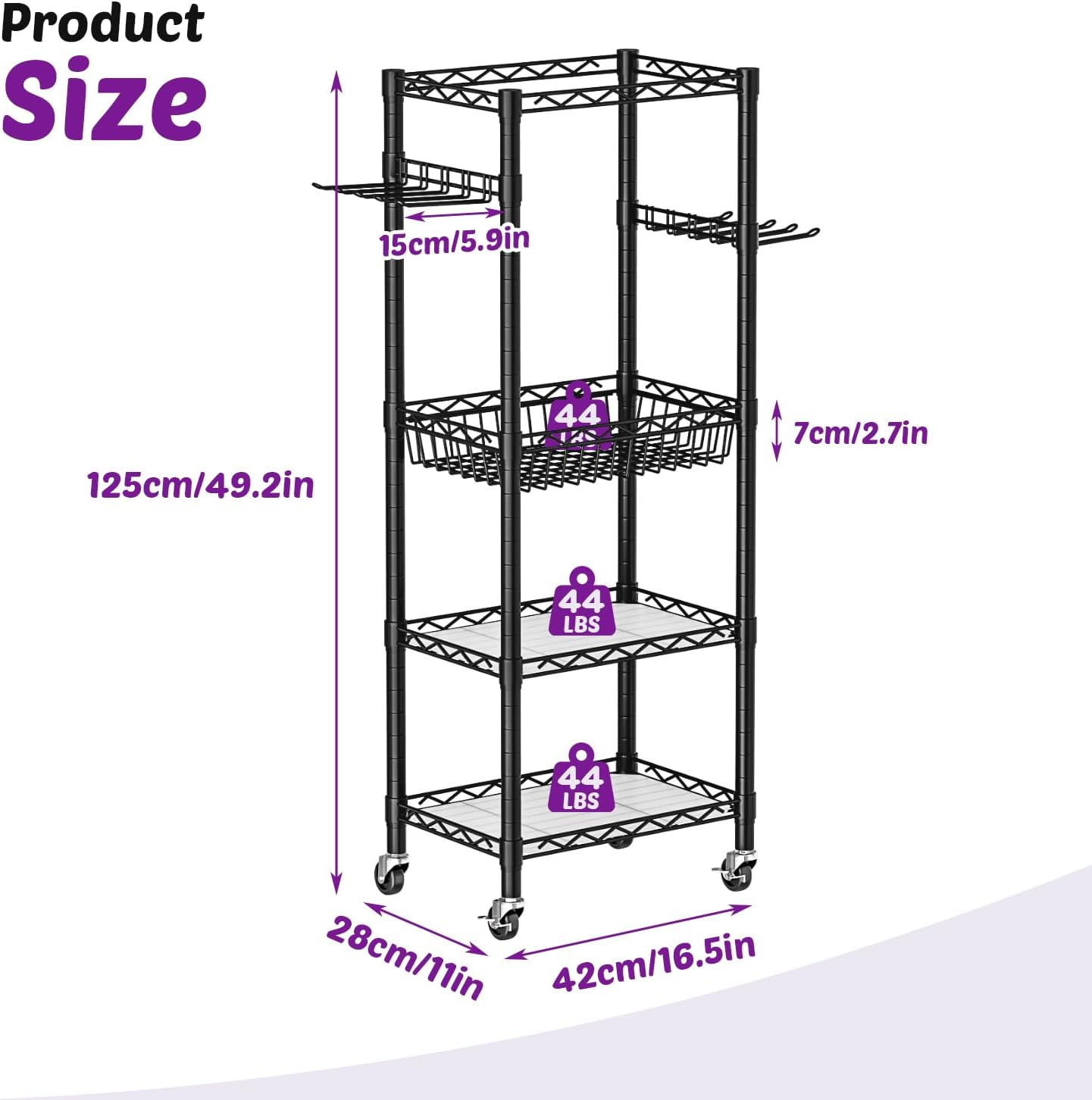 Oscrobie Dumbbell Rack, Home Gym Storage, Yoga Mat Storage Rack, Gym Storage Rack with Wheels and Hooks for Small Space image number 5
