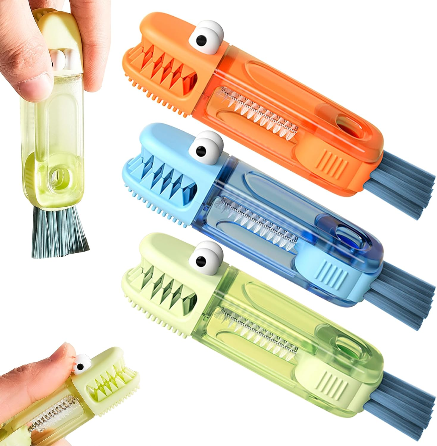 3 in 1 Cup Lid Cleaning Brush, Portable Lid Brush Cleaner for Hard-To-Reach Gaps, Deep Cleaning Tool for Water Bottles and Kitchen (3PCS) image number 1