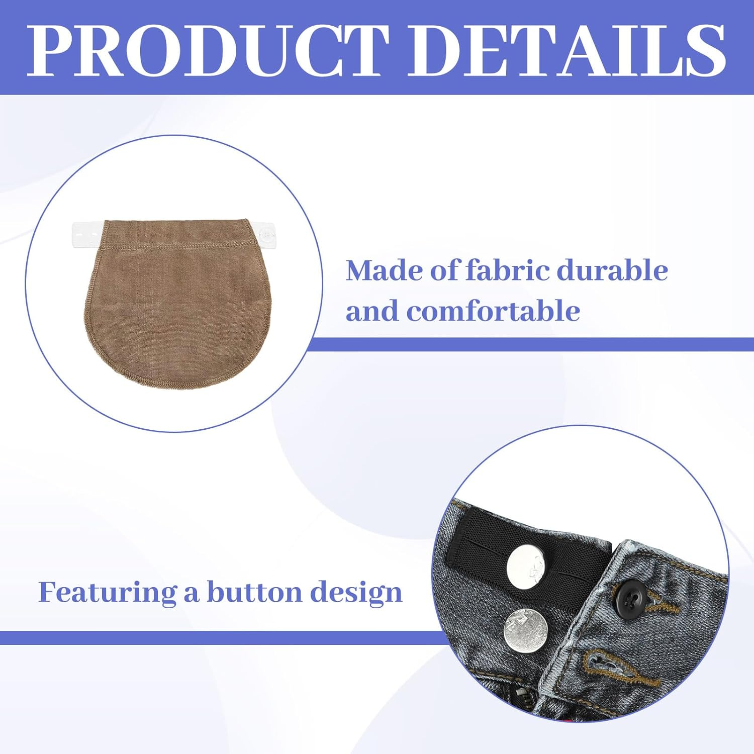 8 Pcs Adjustable Maternity Pants Extender, Maternity Clothes Waist Band, Pregnancy Belt with Buttons and Holes Design, Elastic Waist Pregnancy Belt Extender, Button Waistband for Men, Women, Jeans​ image number 1