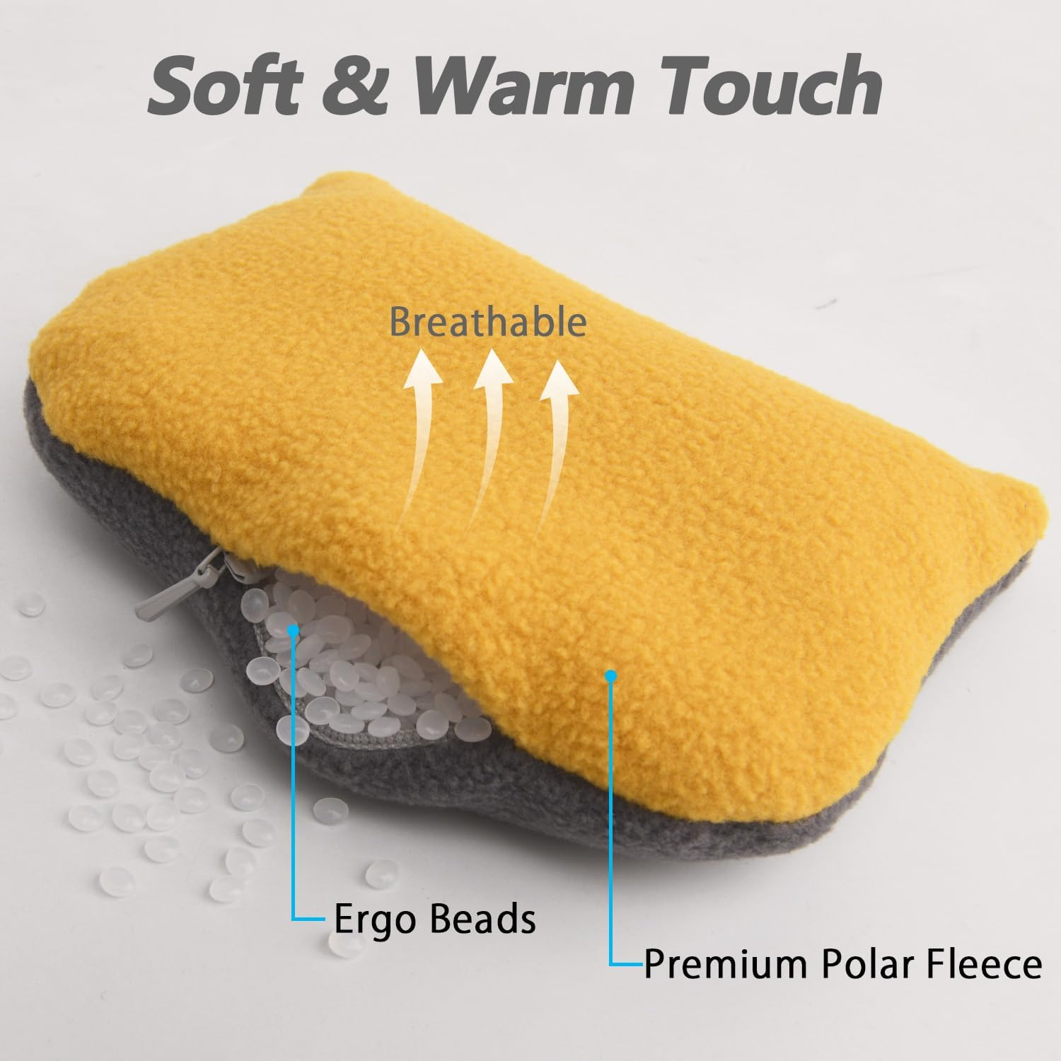 Large Ergonomic Mouse Wrist Rest Bean Bag, Ergobeads Mouse Pad Wrist Support for Computer, Laptop, PC Gaming, Home Office Work, Easy Typing Wrist Pain Relief (Yellow) image number 6