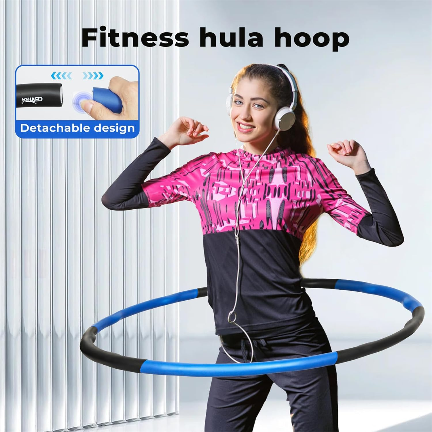Centra Exercise Roller Wheels Set, Weighted Fitness Hula Hoop,Push up Bars,Ab Roller Wheel,Hand Grip Strengthener, Ab Twist Waist Disc Board, Home Gym Exercise Equipment image number 3