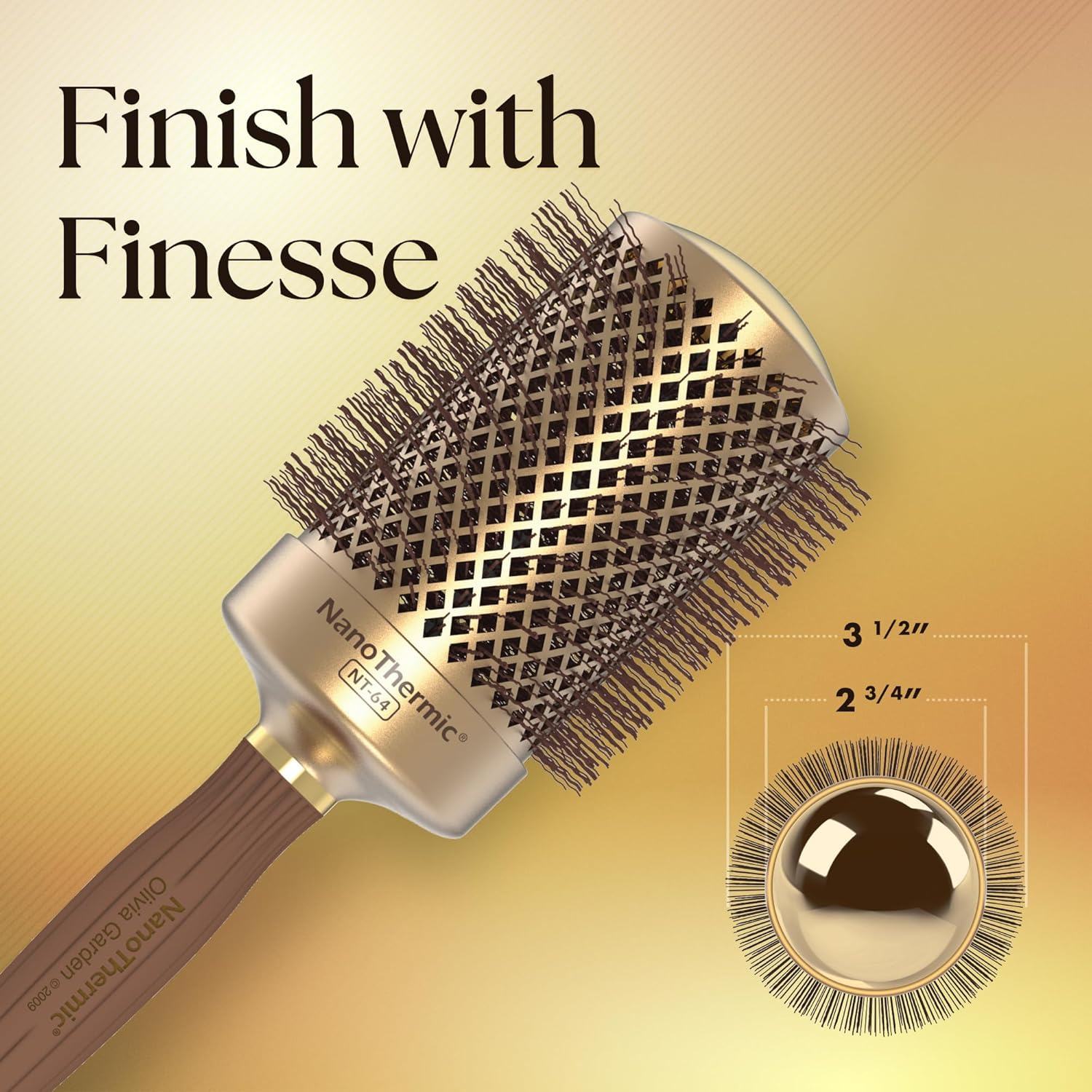 Olivia Garden Nanothermic Ceramic + Ion round Thermal Hair Brush image number 4