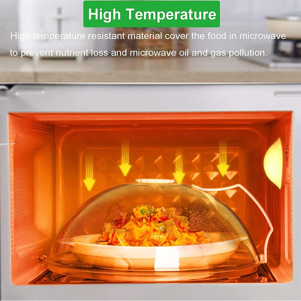 Microwave Food Dish Anti-Splatter Cover Guard Lid with Steam Vents Plate Covers (White) - Red image number 2