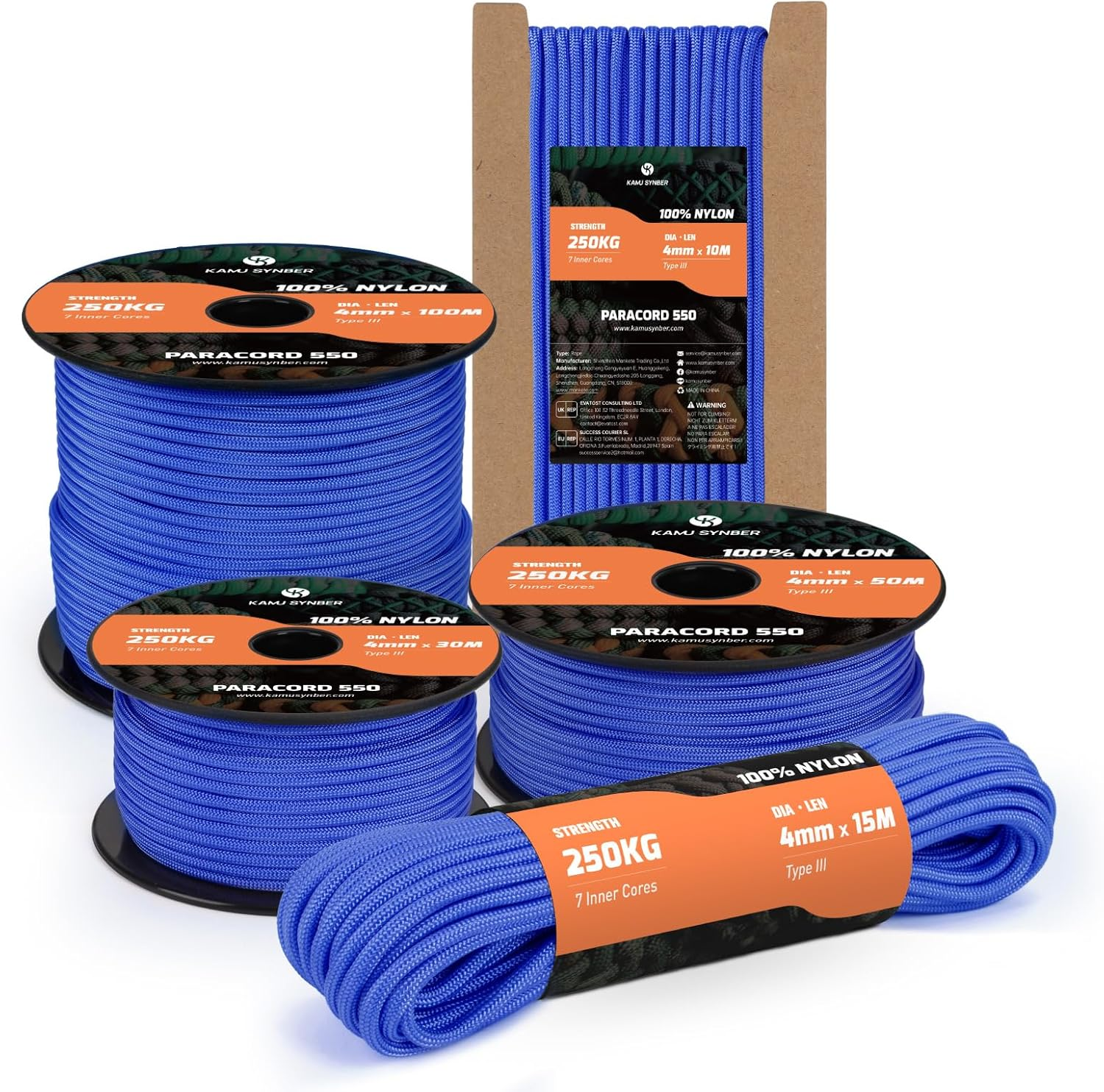 550 Paracord 4Mm 30M Type III 7 Strands 100% Nylon Rope Parachute Cord Ideal for Crafting, DIY, Camping, Survival, Outdoor | Support 250Kg | Dark Blue image number 5