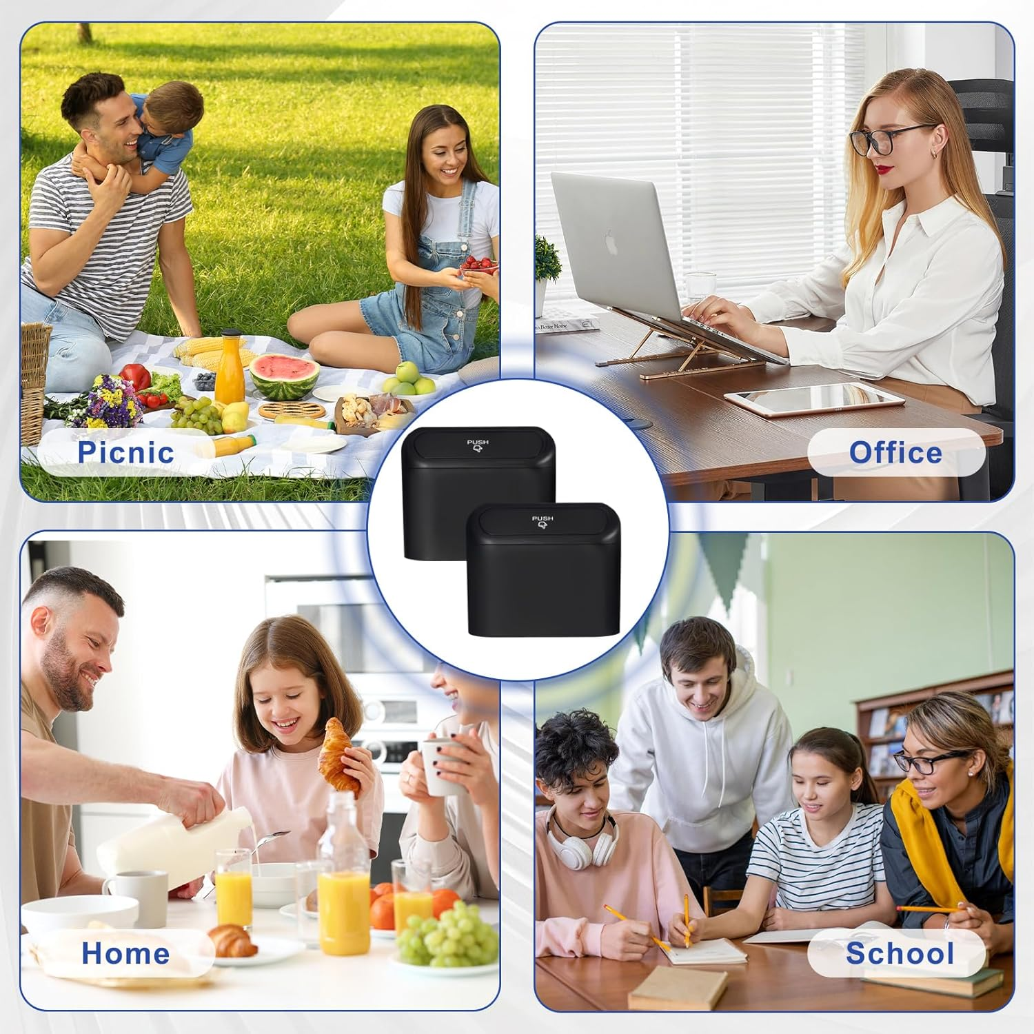 Car Trash Can, Car Bin with Lid, Trash Bags and Car Hooks, Mini Car Garbage Can Small Dustbin Garbage Organizer for Car Office Home image number 2