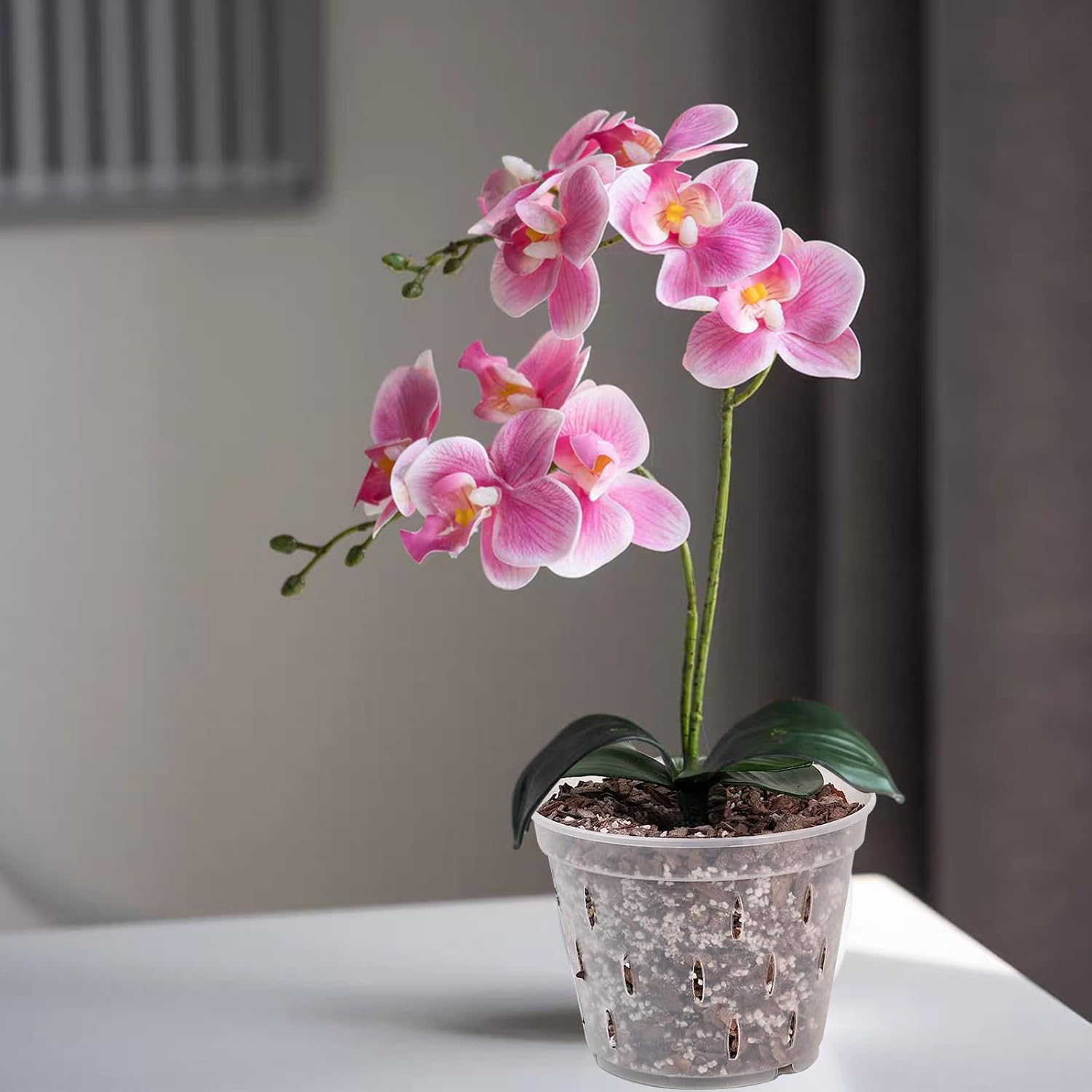 9 Pack Orchid Pots with Holes, Clear Orchid Pots for Repotting, Breathable Slotted Orchids Planter, Plastic Flower Plant Pot Indoor image number 3