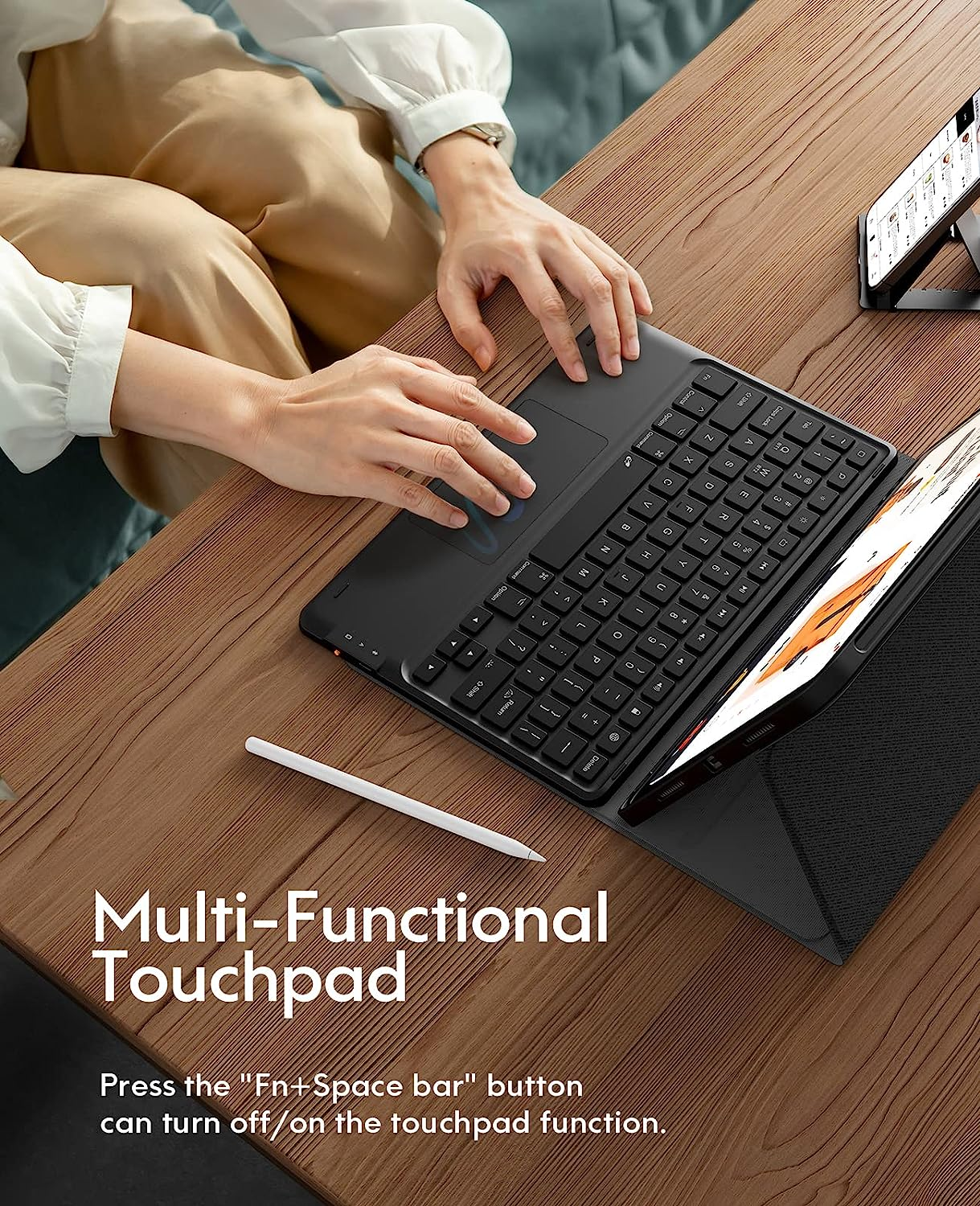 CHESONA for Ipad Air 11 Inch Case with Keyboard M3/M2 (2025/2024), 7-Color Backlight, Multi-Touch Trackpad, 2 Wireless Channels, for Ipad Pro 11 (4Th/3Rd/2Nd/1St Gen) & Ipad Air 5Th & 4Th Gen, Black image number 2