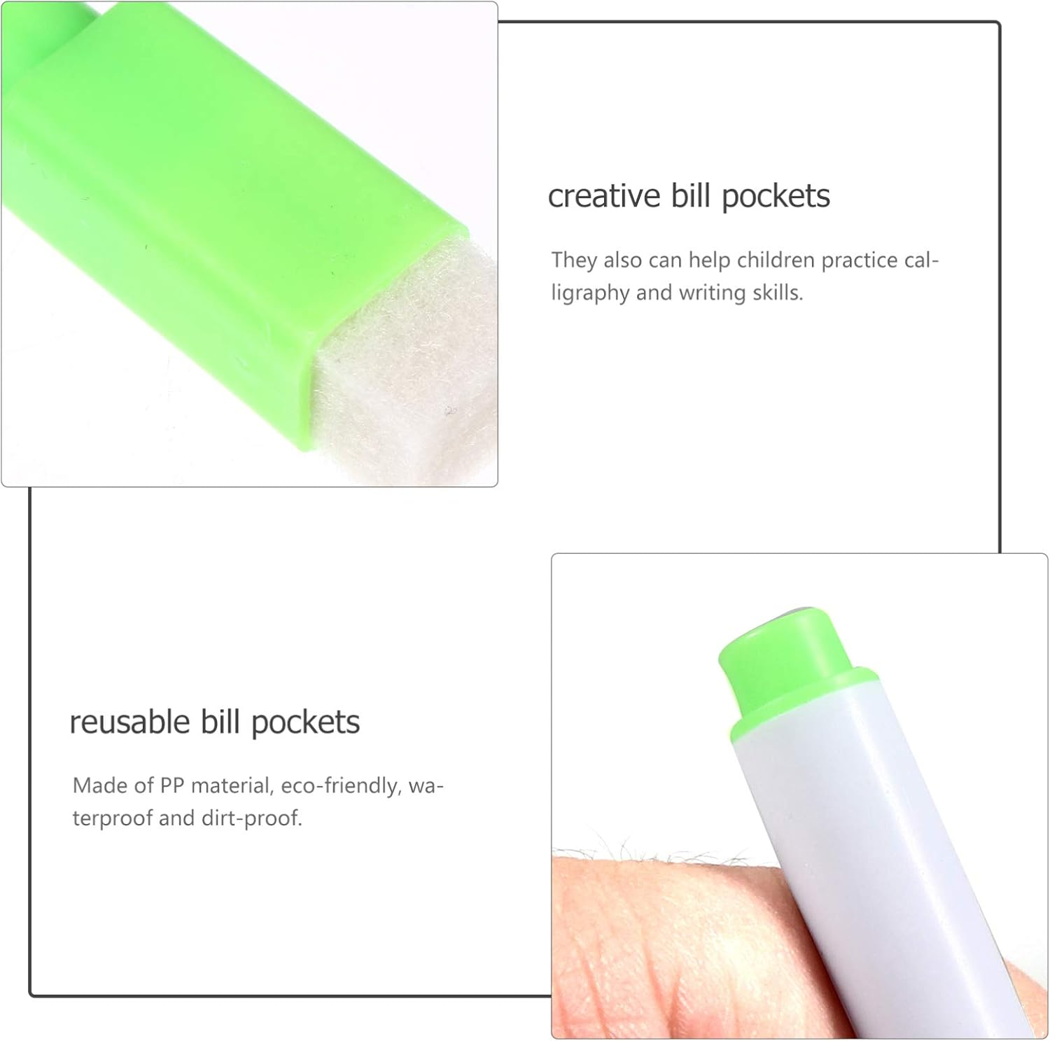 FUNOMOCYA Pp File Pouches Set 30Pcs Dry Erase Bags with Green Design for Writing Practice image number 3