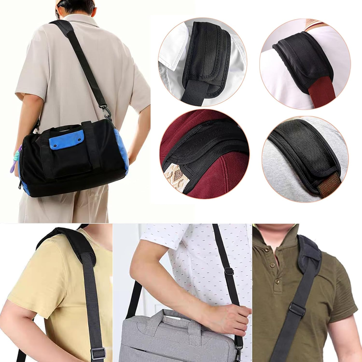 Black Universal Shoulder Strap Pads Replacement Shoulder Pad Air Cushion Shoulder Relief Pad image number 2