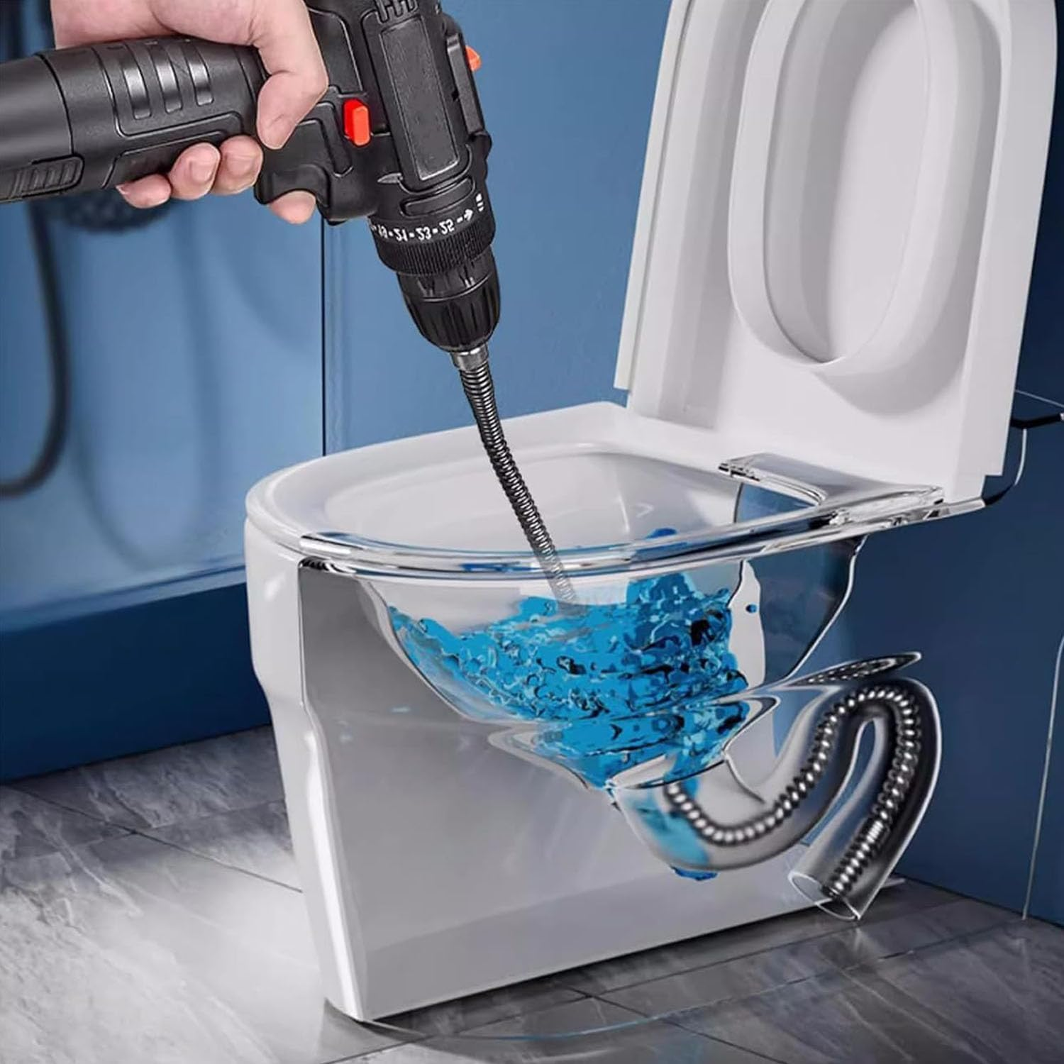 Drain Auger Cable 11 Ft Flexible Plumbing Snake Clog Remover with Drill Connector Plumbing Pipe Drainage Cleaning Cable Drainage Auger Snake Unclogging Clogged Sewer Pipes (Excluding Electric Drills) image number 4