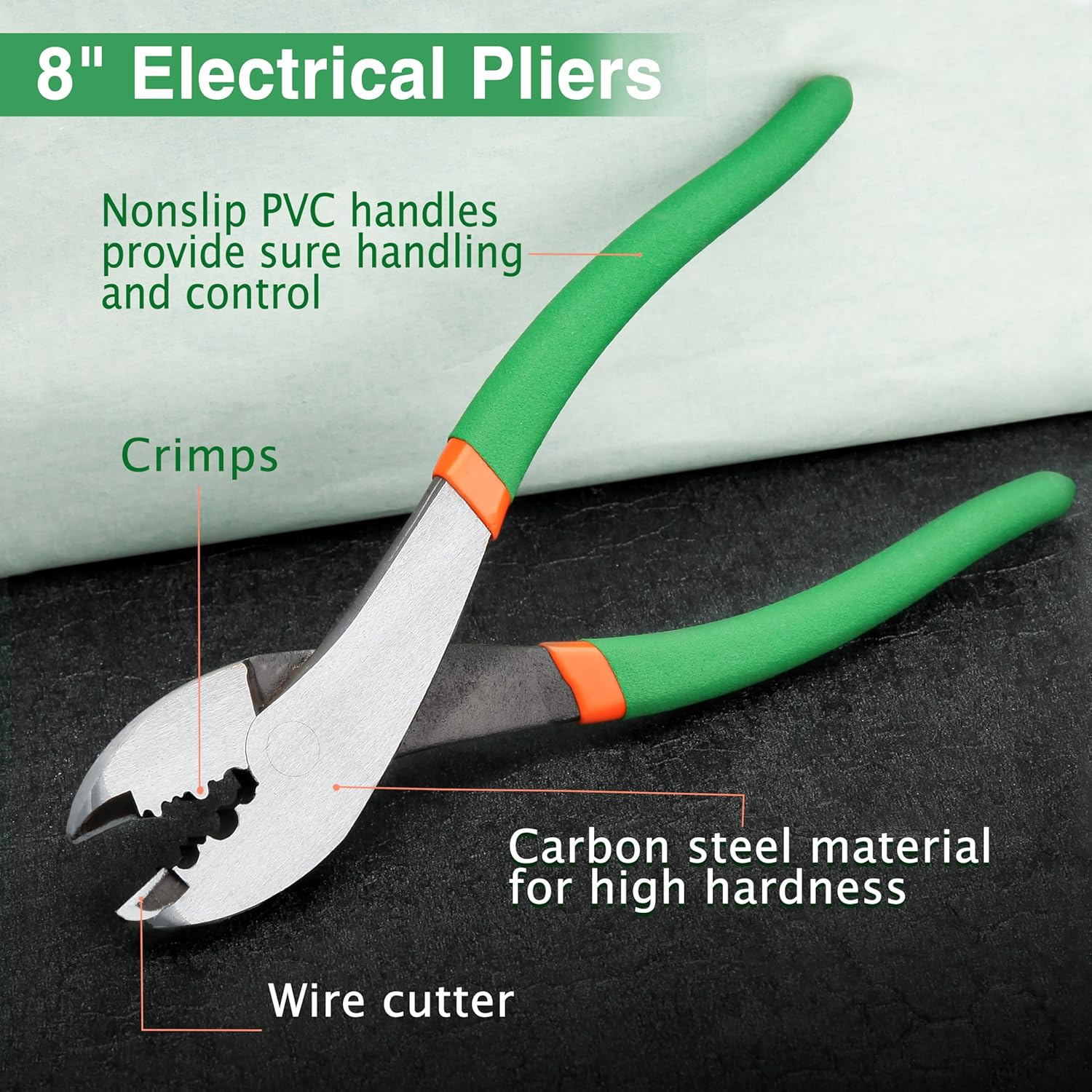 LEONTOOL Electrician'S Terminal Crimp Pliers with Cutter Wire Crimping Tools Cable Wire Electrical Cutter Crimper with PVC Handle Electrical Pliers for 10 to 22 AWG Terminals and Connectors image number 4