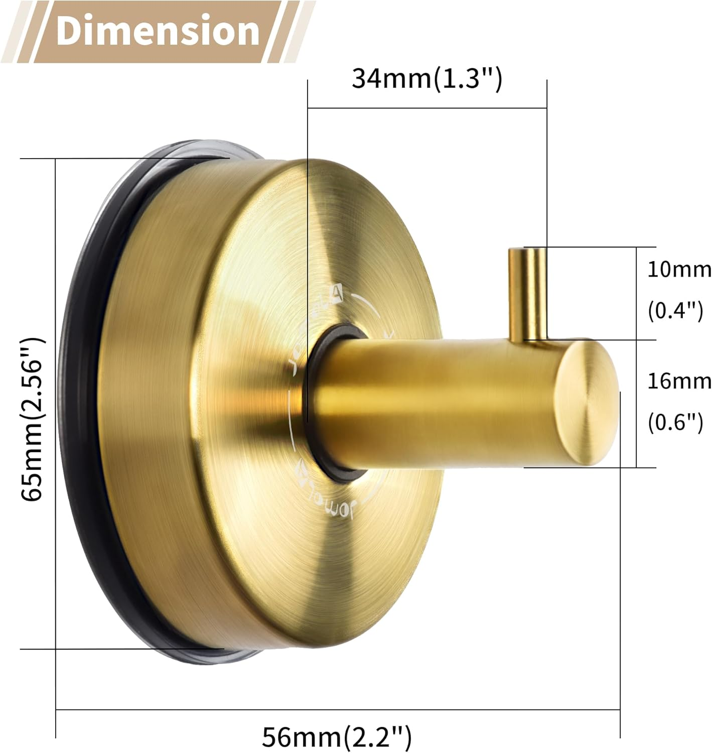 JOMOLA Suction Cup Shower Hooks for Hanging Towel Suction Hook for inside Shower Stainless Steel Coat Hooks Wall Mounted Kitchen Utensil Stainless Steel, Brushed Gold, 2PCS - 2 Pcs,Matte Black image number 6