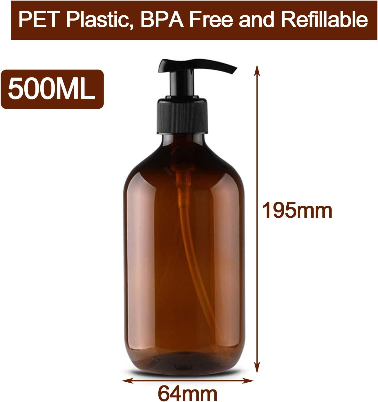 2 X Empty Plastic Pump Bottles Refillable Lotion Shampoo Shower Gel Storage Container Toiletries Liquid Dispenser 500Ml, Green, 500 Ml image number 3