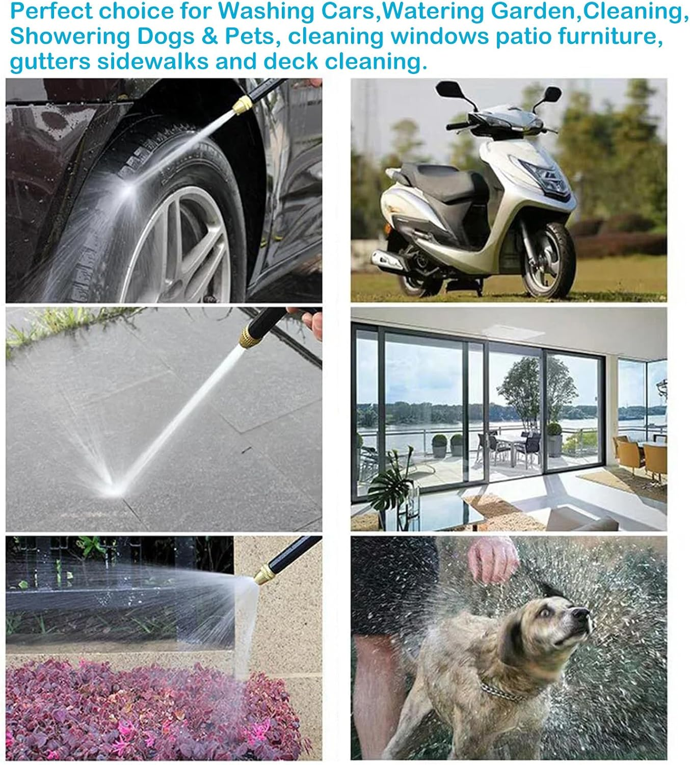 YUENTOEN High Pressure Garden Hose Nozzle, Heavy Duty Garden Watering Nozzle Set, Water Hose Nozzle Sprayer with 3 Garden Hose Threads for Washing Cars, Lawn & Garden, Watering Plants image number 6