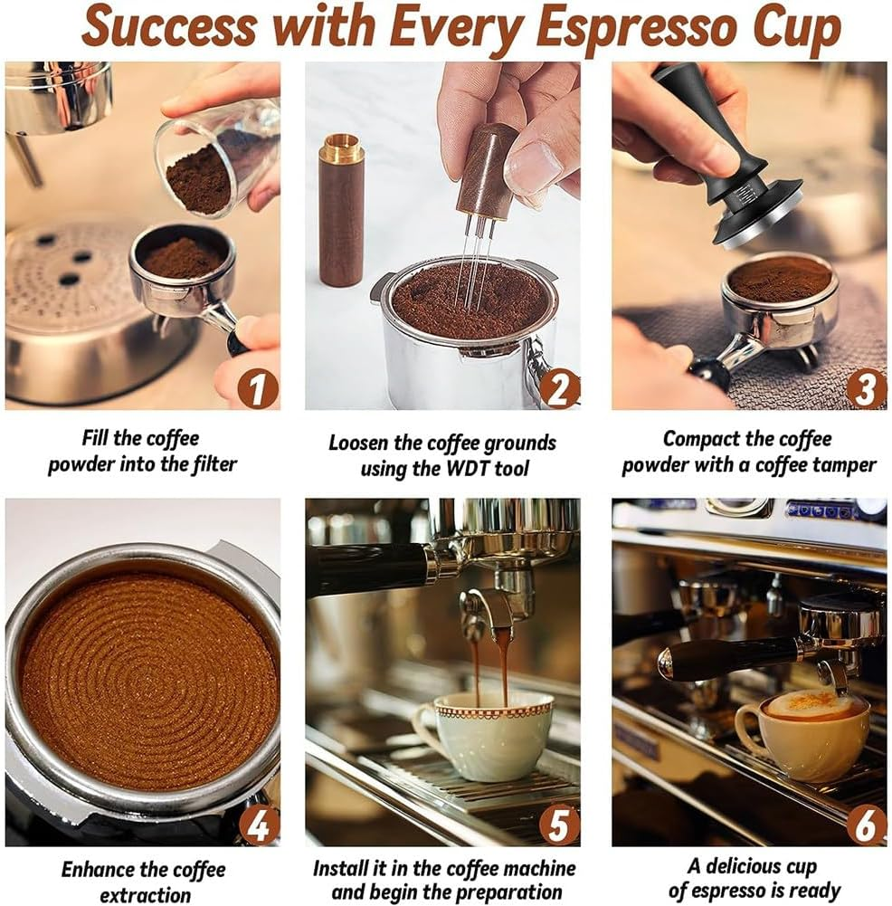 Veumoie Coffee Espresso Tamper 51Mm with WDT Tool Calibrated Spring Loaded, with Silicone Mat, for Espresso Coffee Machine Easy Install Easy to Use image number 4
