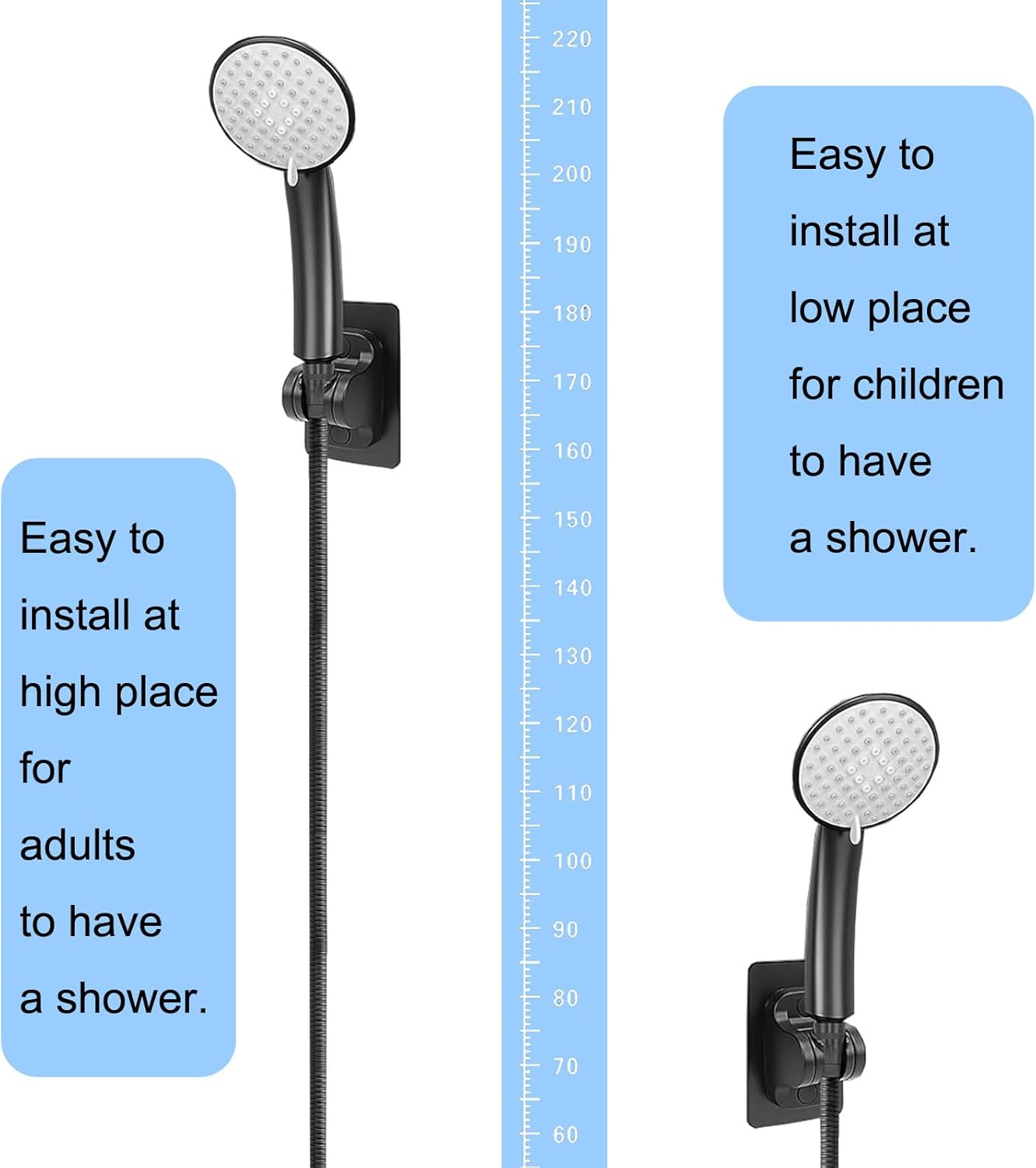 Dalyndar Strong Adhesive Shower Head Holder Angle Adjustable Handheld Shower Arm Bracket Compatible with Various Types of Shower Heads, No Drilling Wall Mounted Bathroom Kit 1 Pack Black Waterproof image number 2