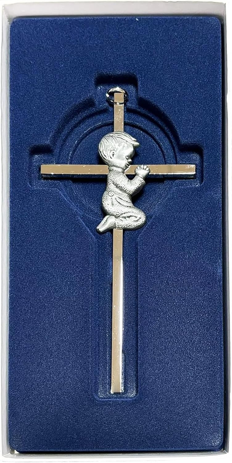 Silver Wall Cross Decor Baptism Gifts Praying,Great for Christening,First Holy Communion,Shower Catholic Gift image number 4