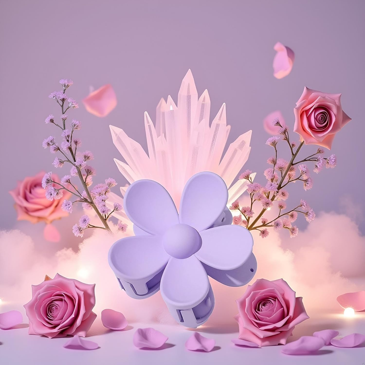 1 X Purple Flower Shaped Hair Claw Clamp Plastic Hair Claw Clamp Anti-Scratch Odor Useful Hold Firm image number 3