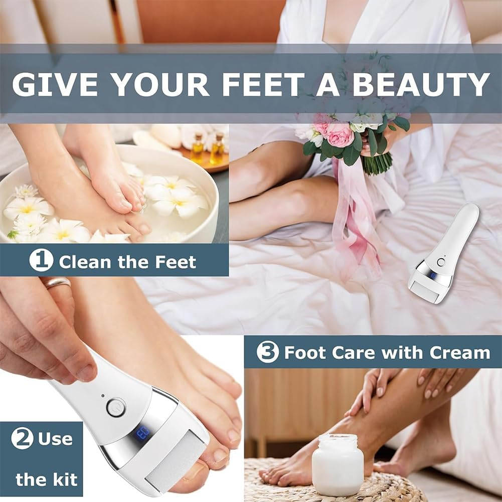 Rechargeable Portable Electronic Foot File Pedicure Kits，Electric Foot Callus Remover, Waterproof Electric Foot Scrubber File, Professional Pedi Feet Care Pedicure Tools, Foot Care for Dead Skin image number 5