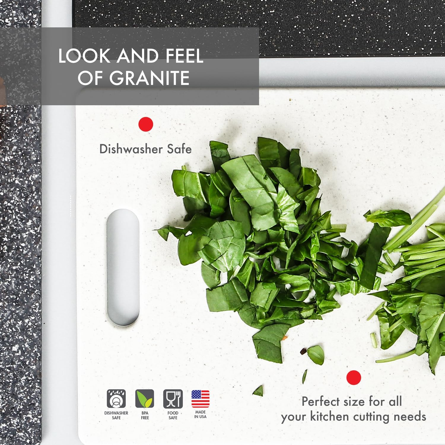 Dexas Superboard Cutting Board with Handle, 11 by 14.5 Inches, Oatmeal Granite Color image number 4