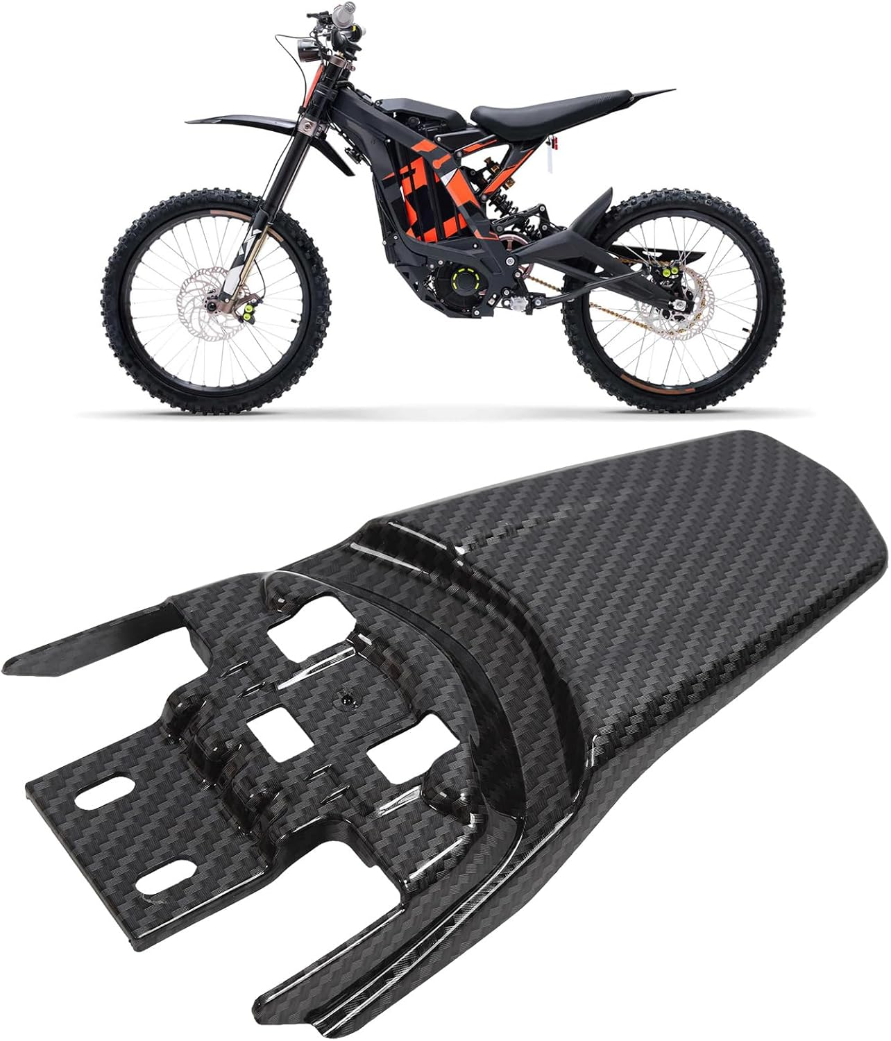 Rear Fender, Motorcycle Rear Mudguard Protective Carbon Fiber Pattern Sturdy Rear Mudguard Protector Replacement for Surron Light Bee X S image number 1