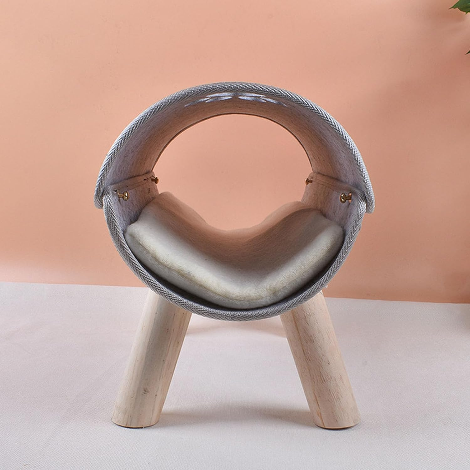 Cat Tunnel Bed, Pet Felt Tunnel Bed, Nonslip Design, Soft Comfortable, with Wooden Legs, with Plush Cushion for All Seasons, for Small Dogs Cats, 6.9X14.2X9.8In image number 1