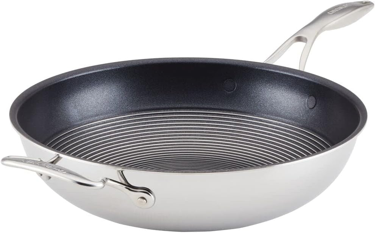 Circulon Clad Stir Fry Pan/Wok with Hybrid Steelshield and Nonstick Technology with Helper Handle, 12.5 Inch - Silver image number 6