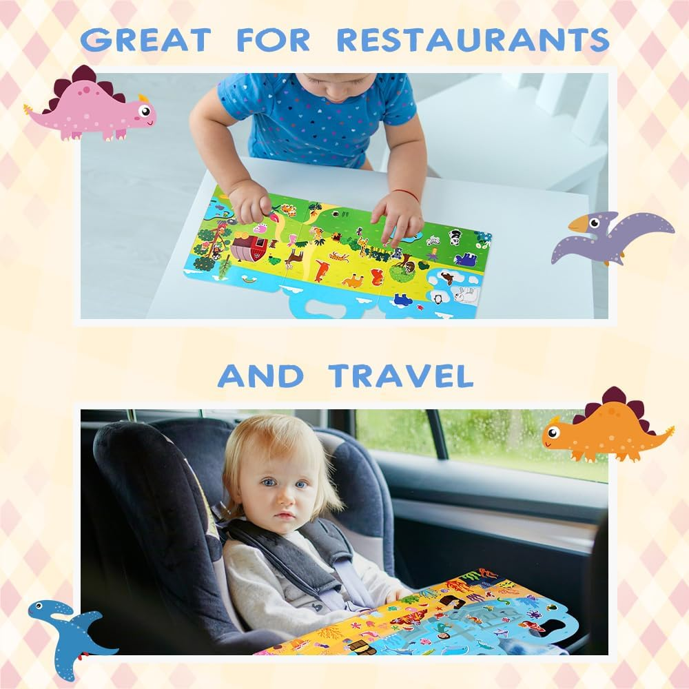 4 Pack Reusable Puffy Sticker Books for Kids, Yakiter Reusable Sticker Book for Kids 2-4, over 126+ Puffy Stickers, Includes Animals, Dinosaurs, Insects, Ocean Animals Themes image number 3